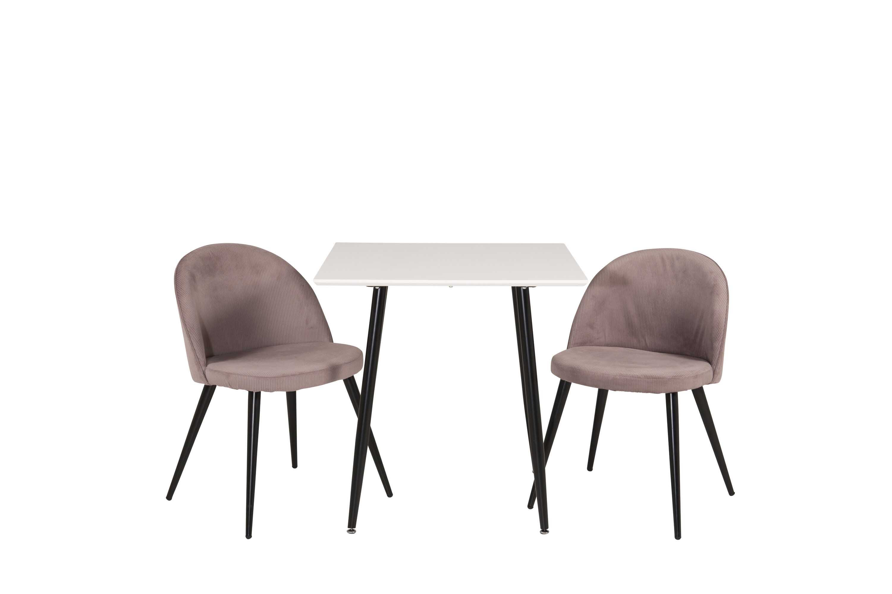 Venture Design Polar & Velvet matgrupp Vit/svart 2 st stolar & bord 75 x 75 cm
