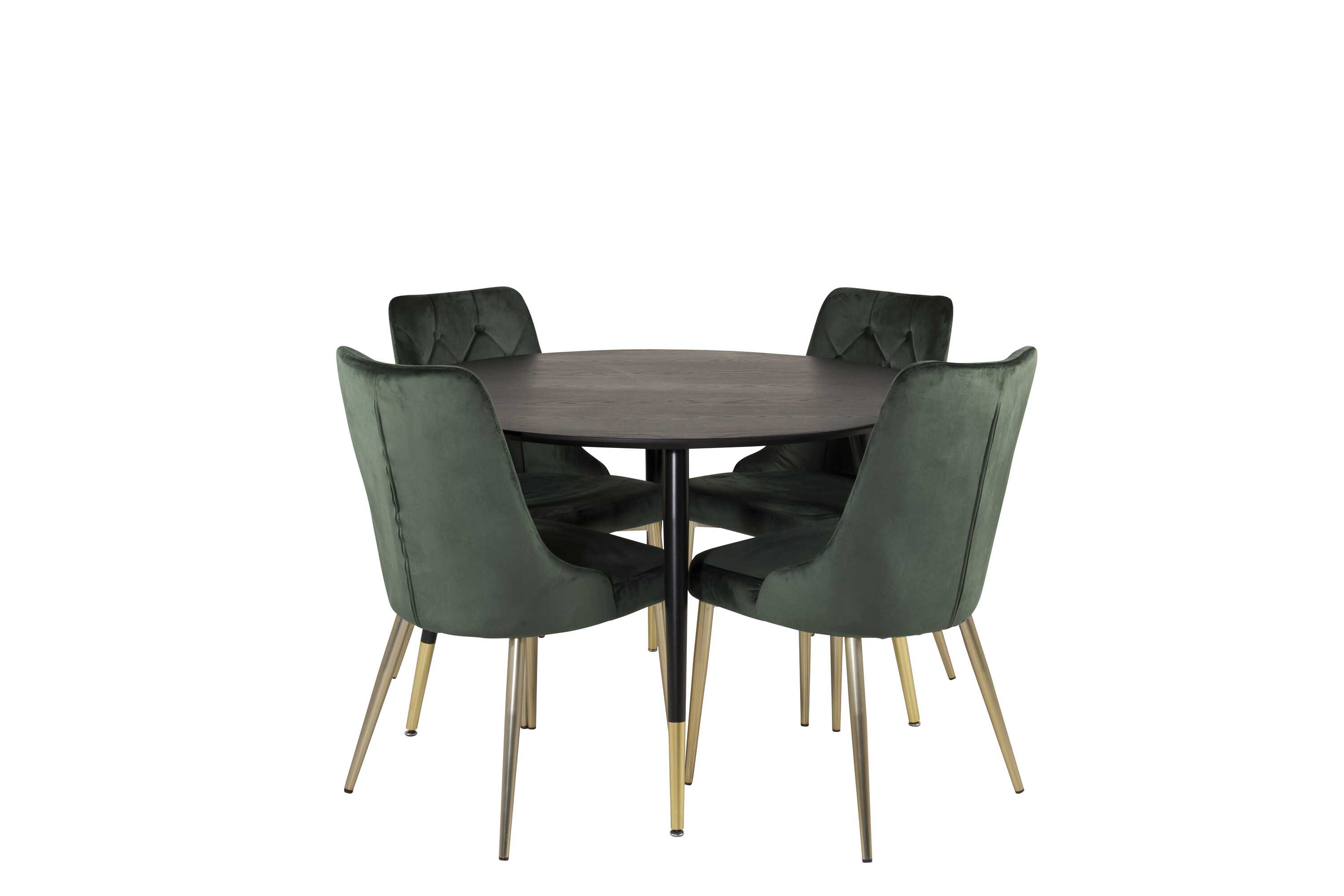 Venture Design Dipp & Velvet matgrupp Svart/grön 4 st stolar & bord 115 cm