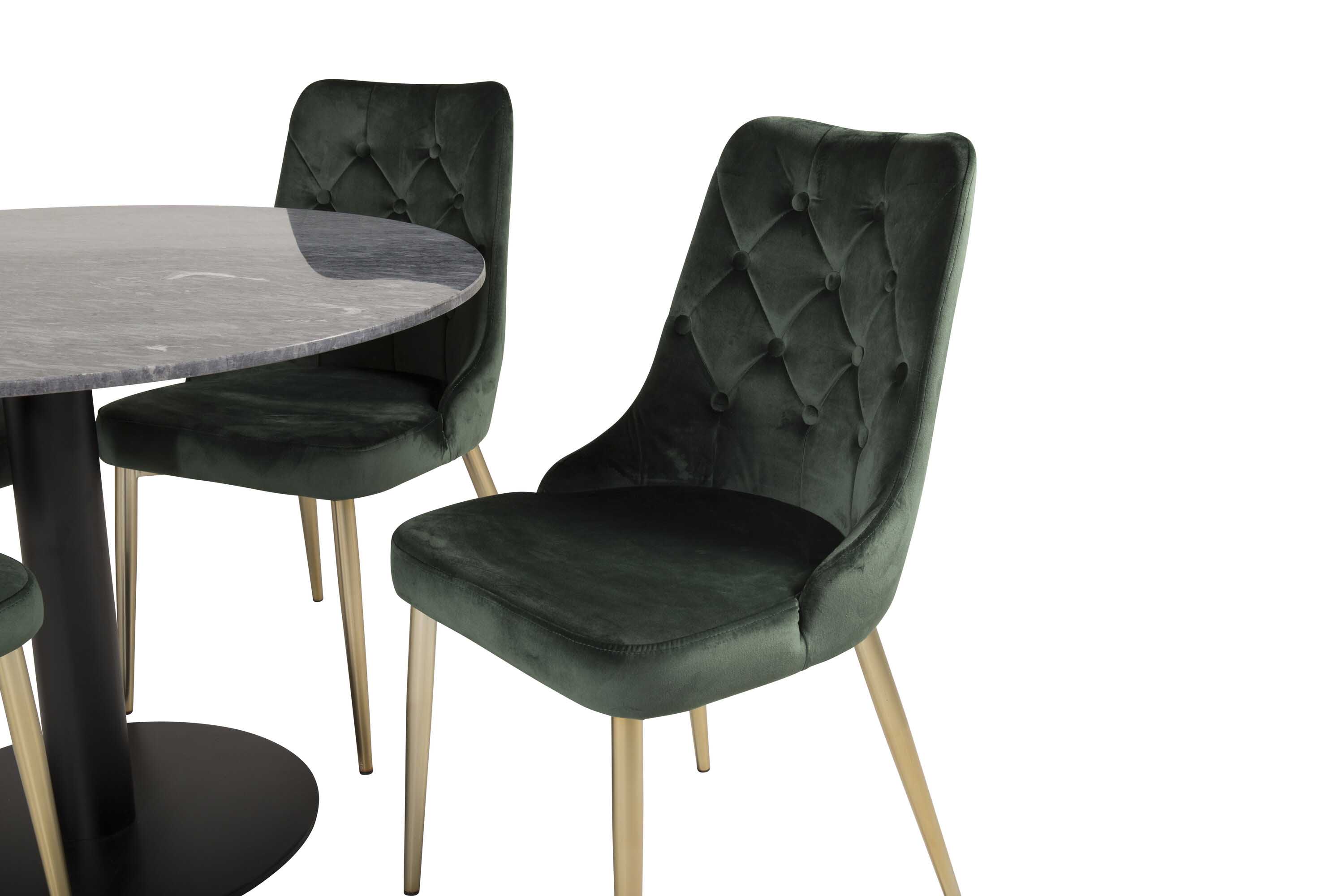 Venture Design Estelle & Velvet matgrupp Svart/grön 4 st stolar & bord 106 cm