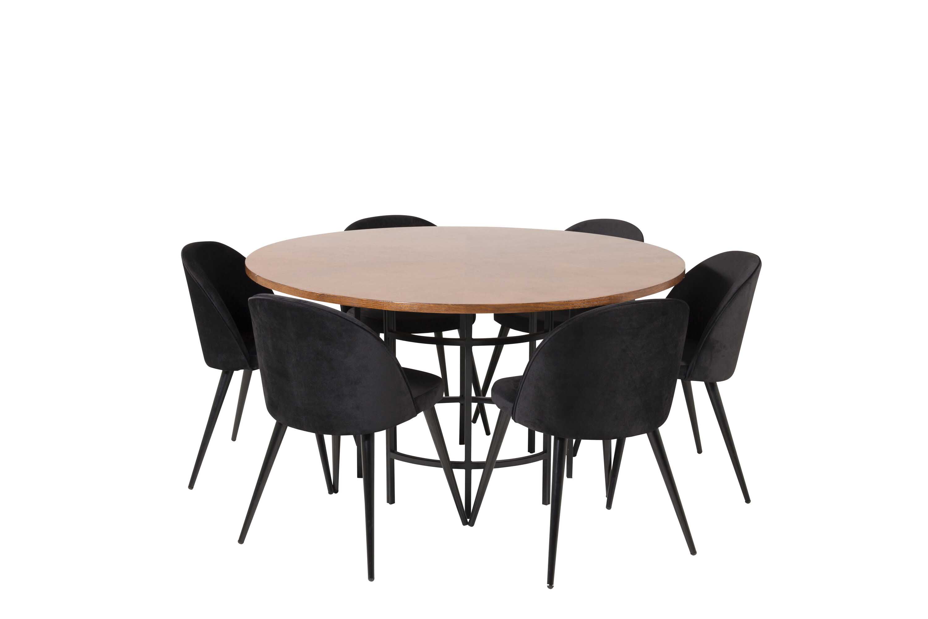 Venture Design Copenhagen & Velvet matgrupp Brun/svart 6 st stolar & bord 140 cm