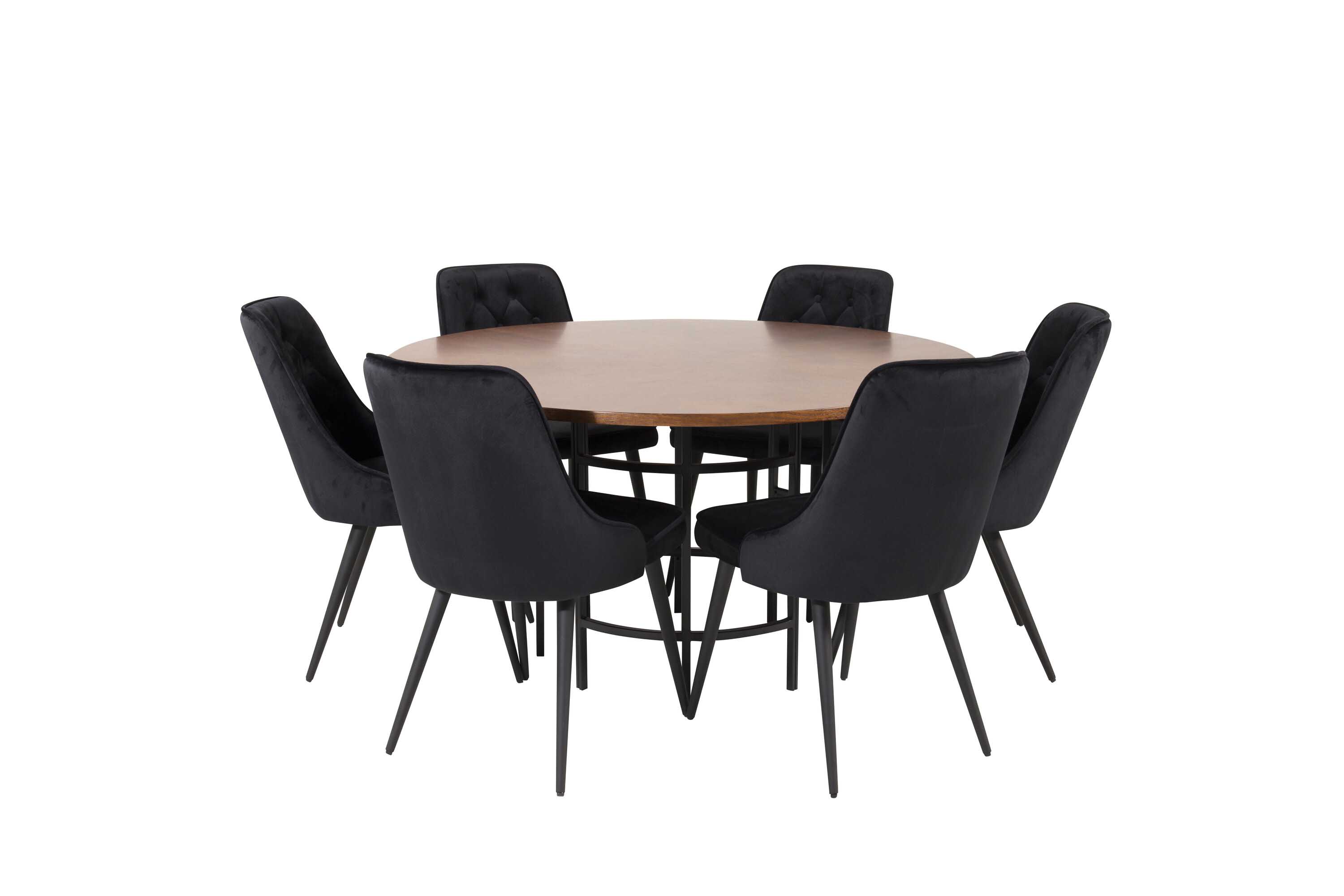 Venture Design Copenhagen & Velvet matgrupp Brun/svart 6 st stolar & bord 140 cm