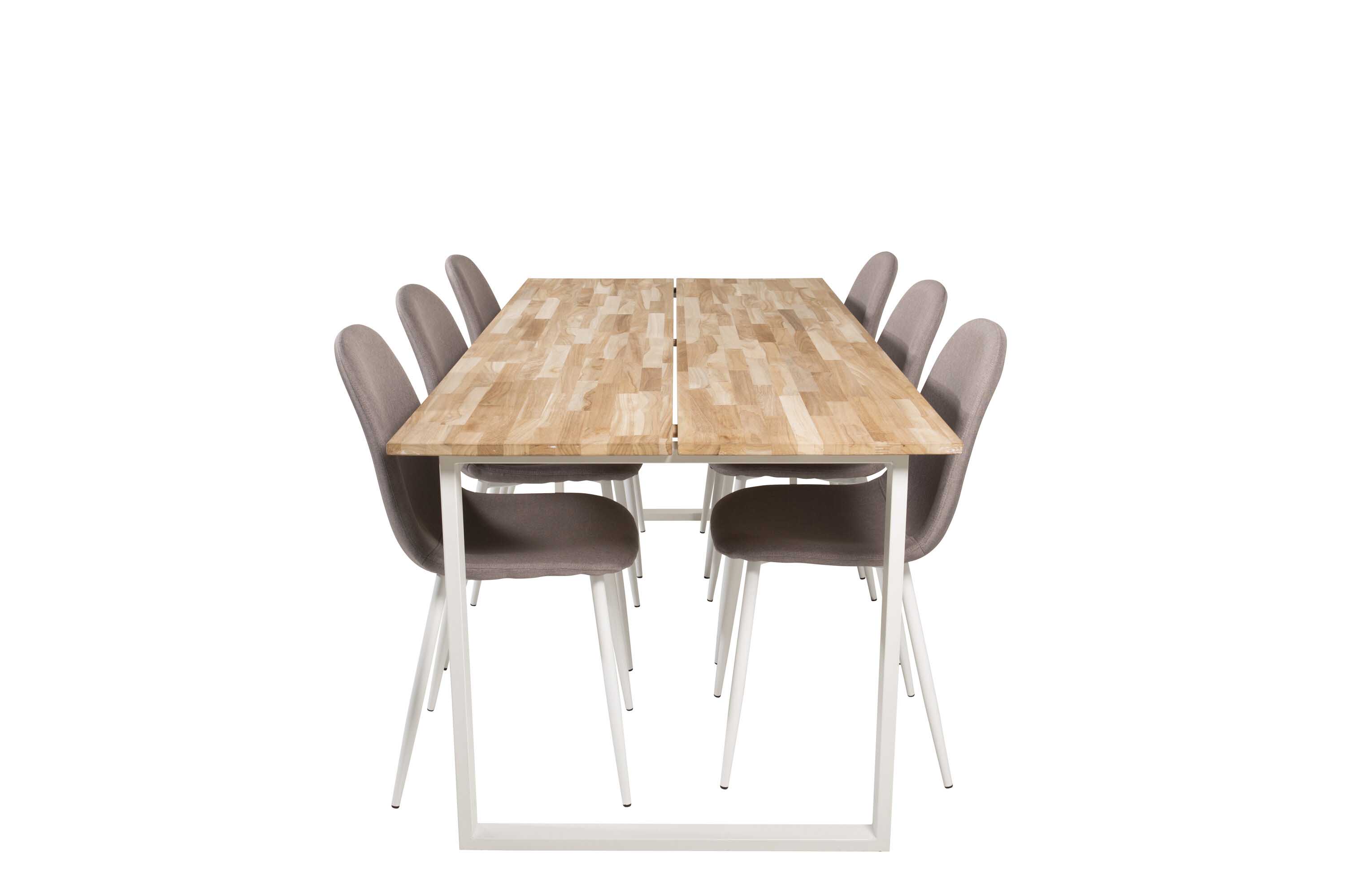 Venture Design Cirebon & Polar matgrupp Natur/grå 6 st stolar & bord 200 x 90 cm