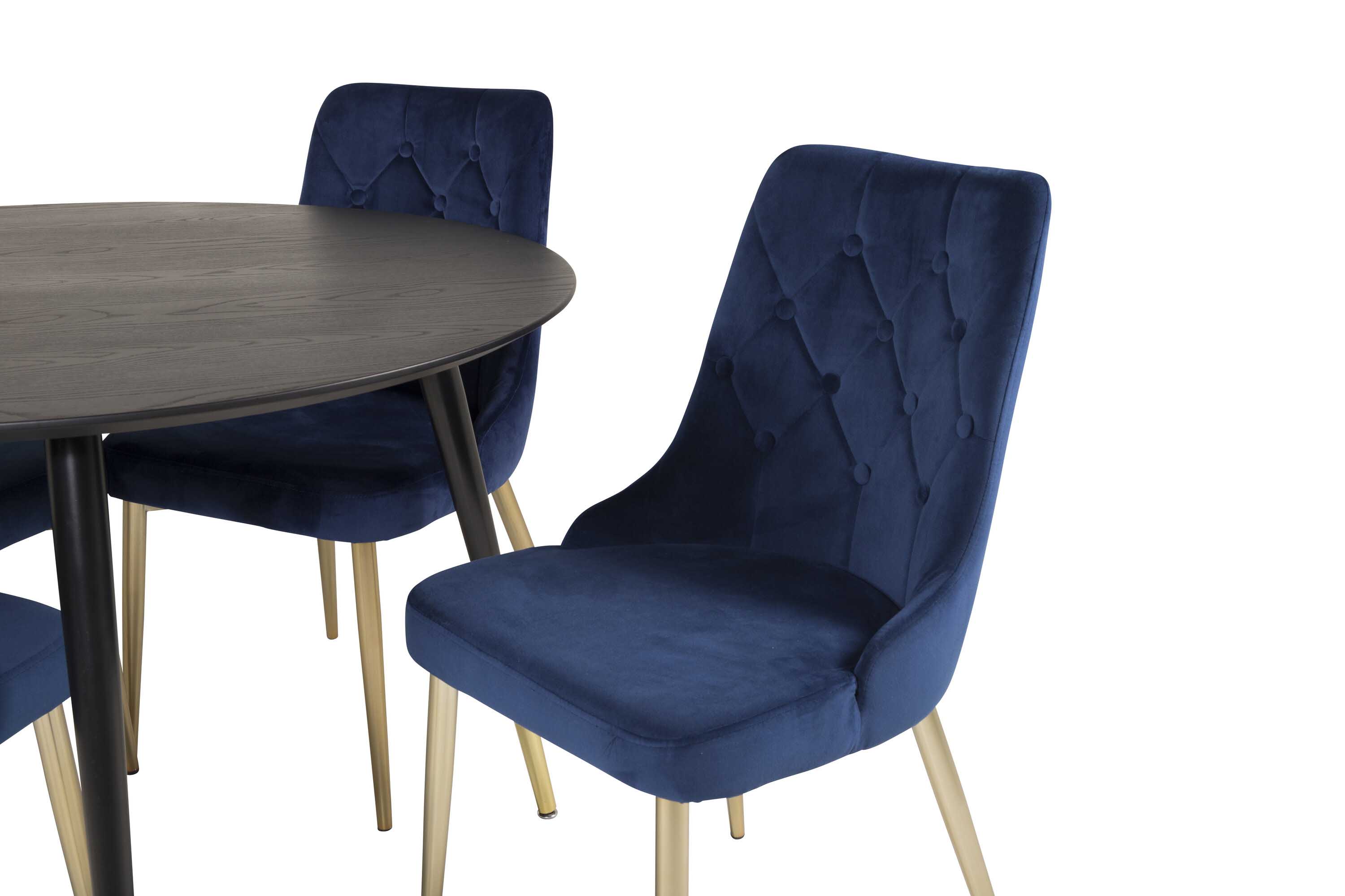 Venture Design Dipp & Velvet matgrupp Svart/blå 4 st stolar & bord 115 cm