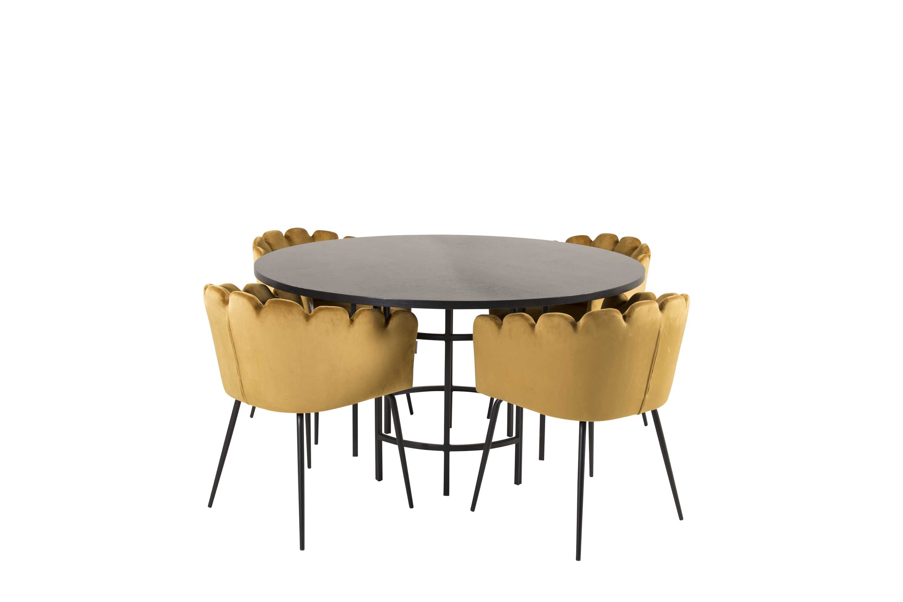 Venture Design Copenhagen & Limhamn matgrupp Svart/gul 4 st stolar & bord 140 cm