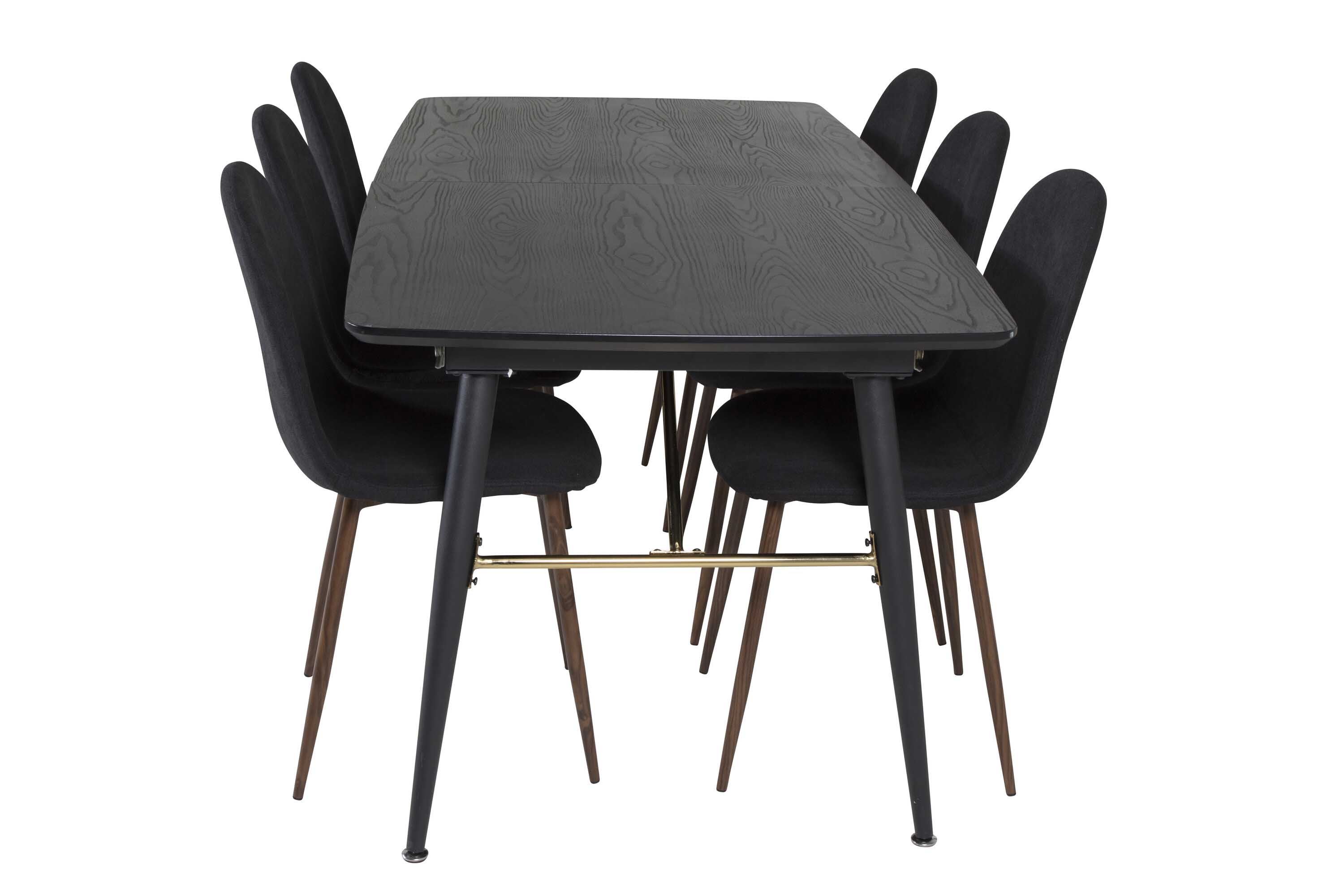 Venture Design Black Veneer & Polar matgrupp Svart/svart 6 st stolar & bord 180 x 85 cm