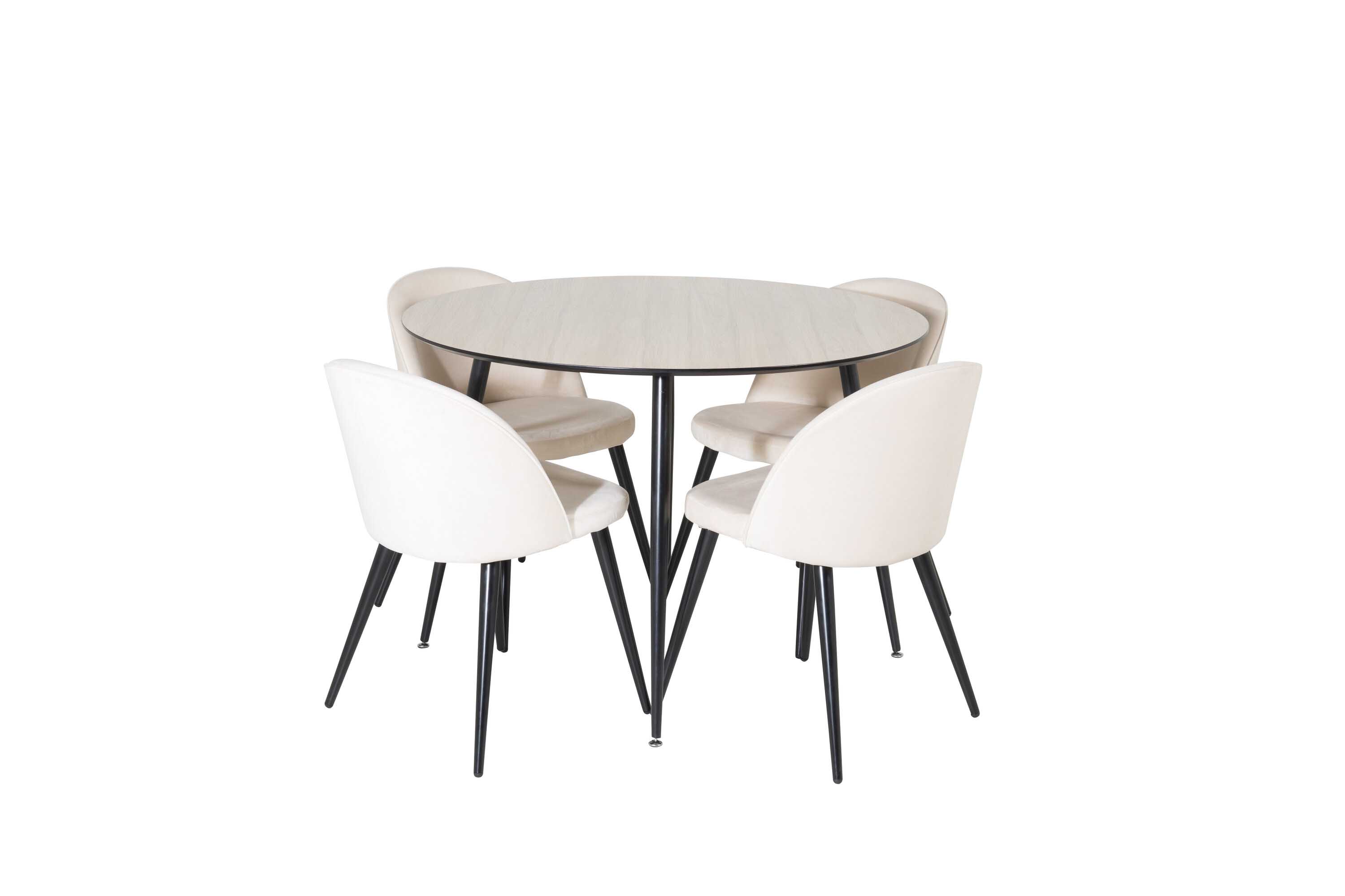 Venture Design Silar & Velvet matgrupp Natur/svart 4 st stolar & bord 100 cm
