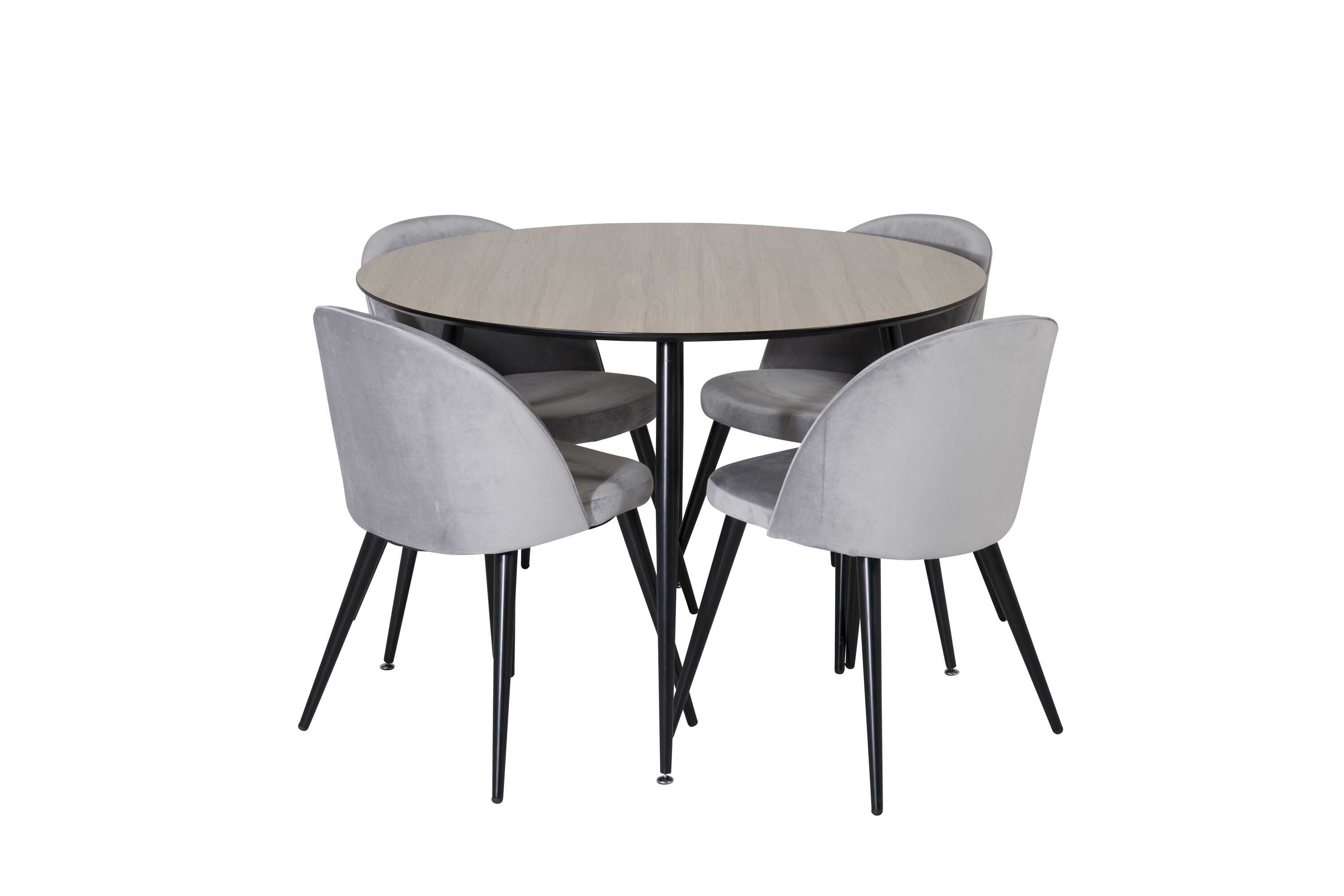 Venture Design Silar & Velvet matgrupp Natur/grå 4 st stolar & bord 100 cm
