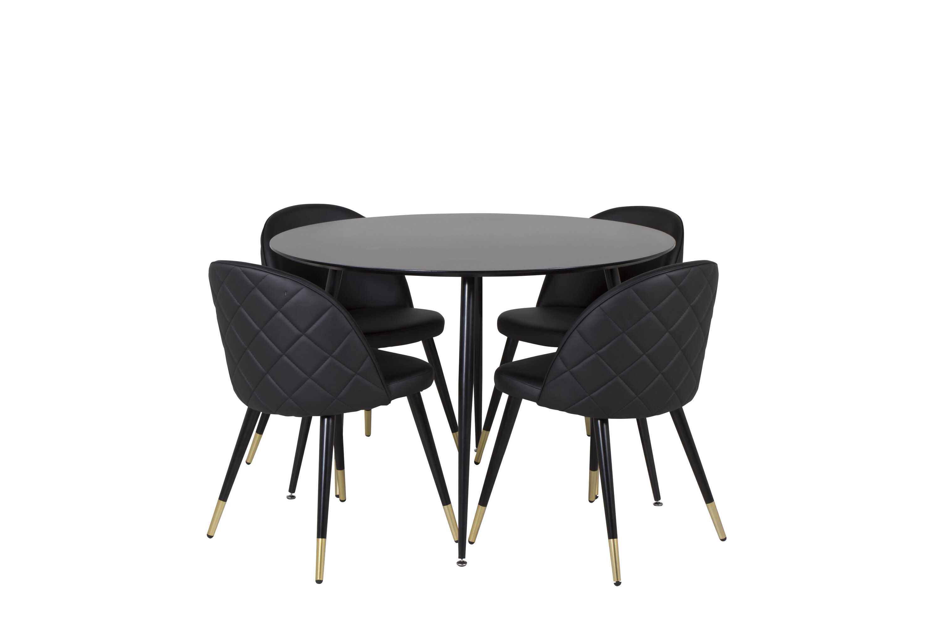Venture Design Silar & Velvet matgrupp Svart/svart 4 st stolar & bord 100 cm