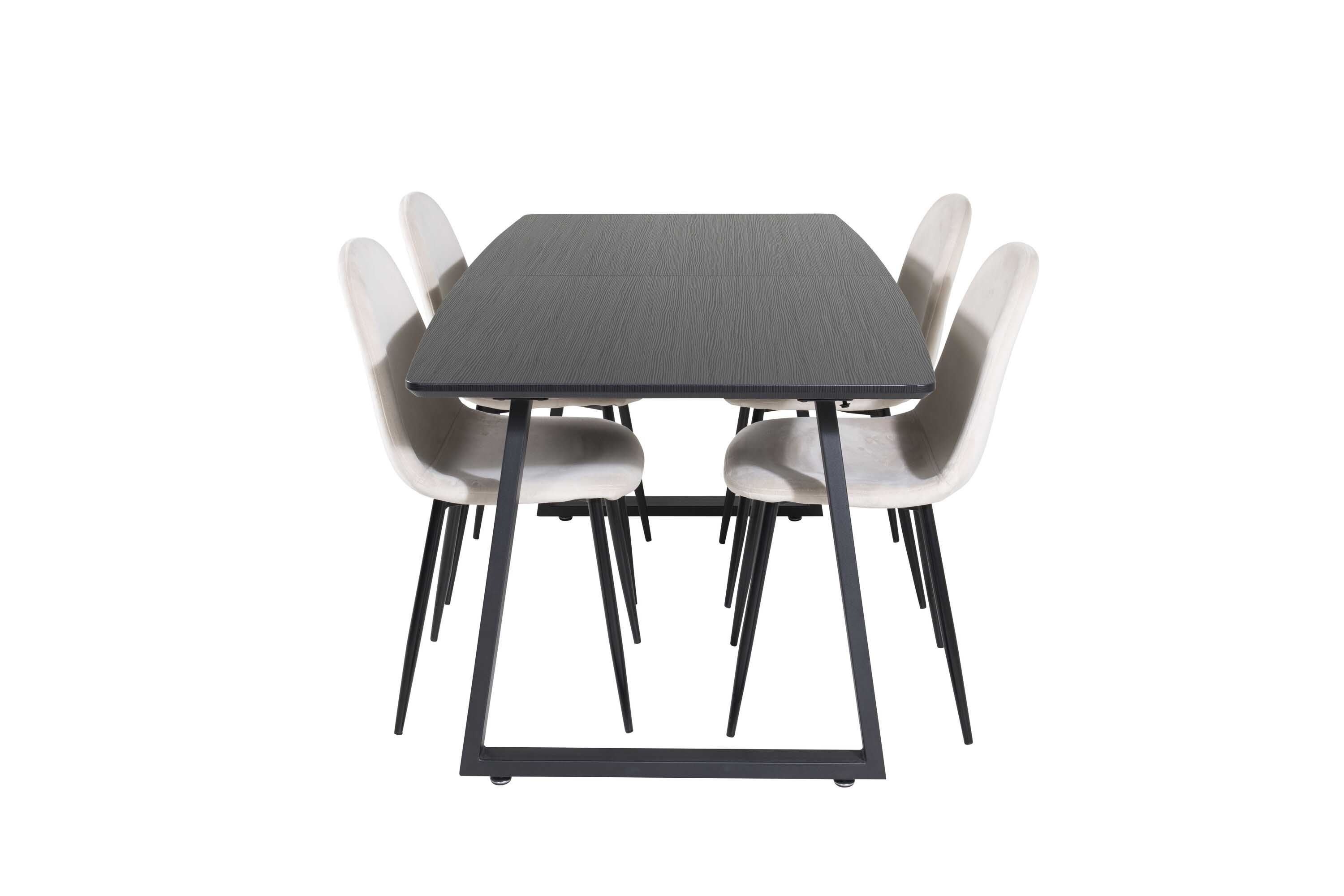 Venture Design Inca & Polar matgrupp Svart/beige 4 st stolar & bord 160 x 85 cm