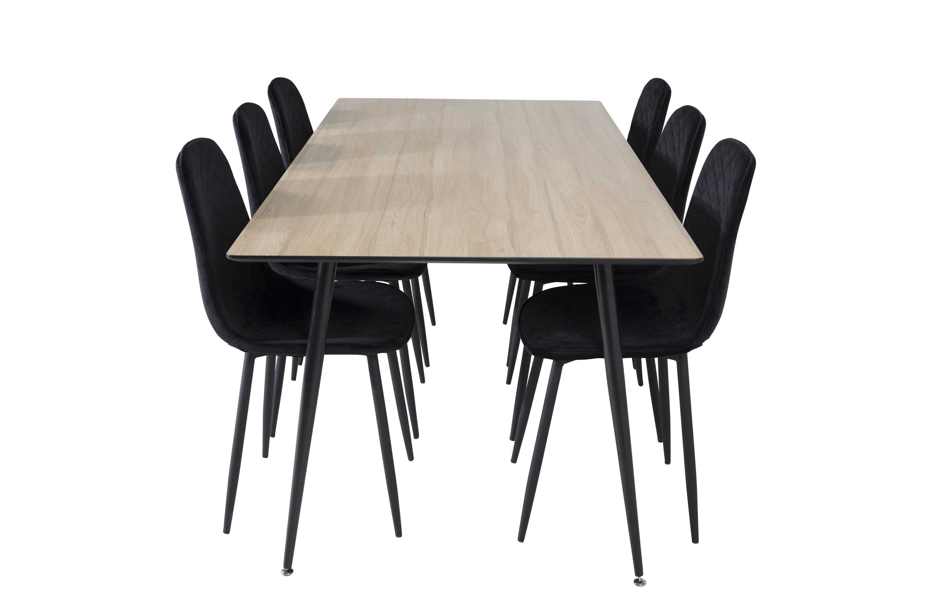 Venture Design Silar & Polar matgrupp Natur/svart 6 st stolar & bord 180 x 90 cm