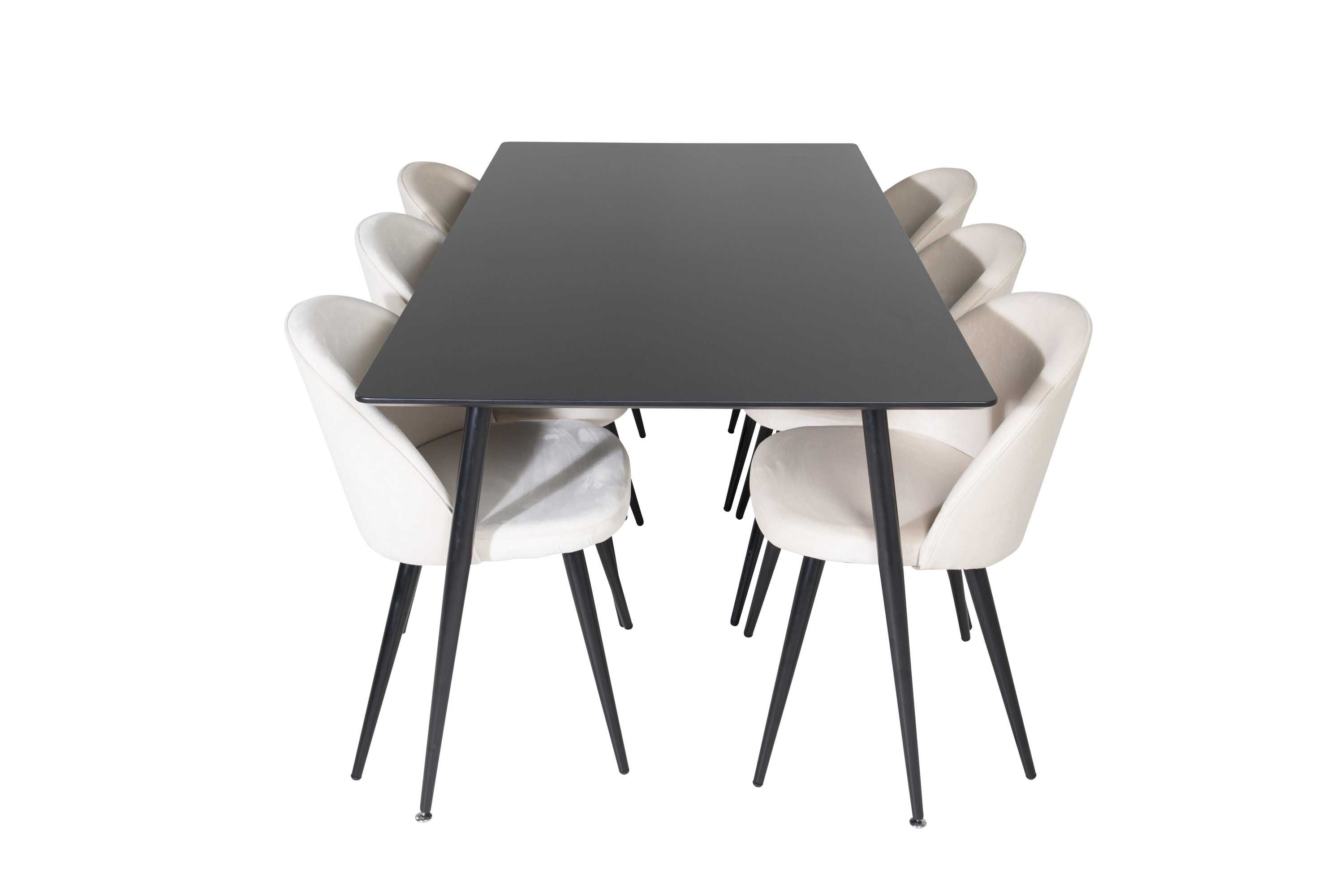 Venture Design Silar & Velvet matgrupp Svart/svart 6 st stolar & bord 180 x 90 cm