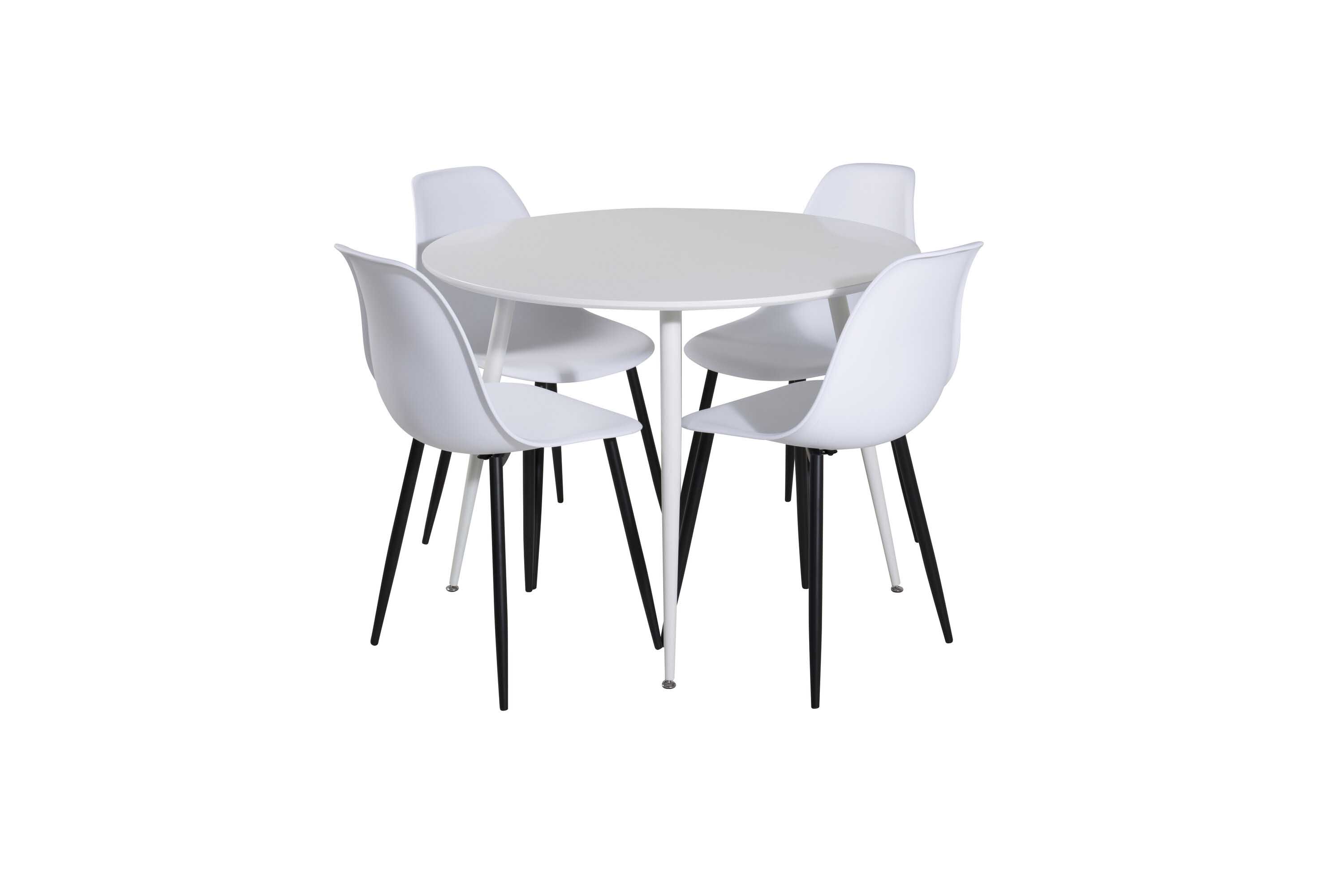 Venture Design Plaza & Polar matgrupp Vit/vit 4 st stolar & bord 100 cm