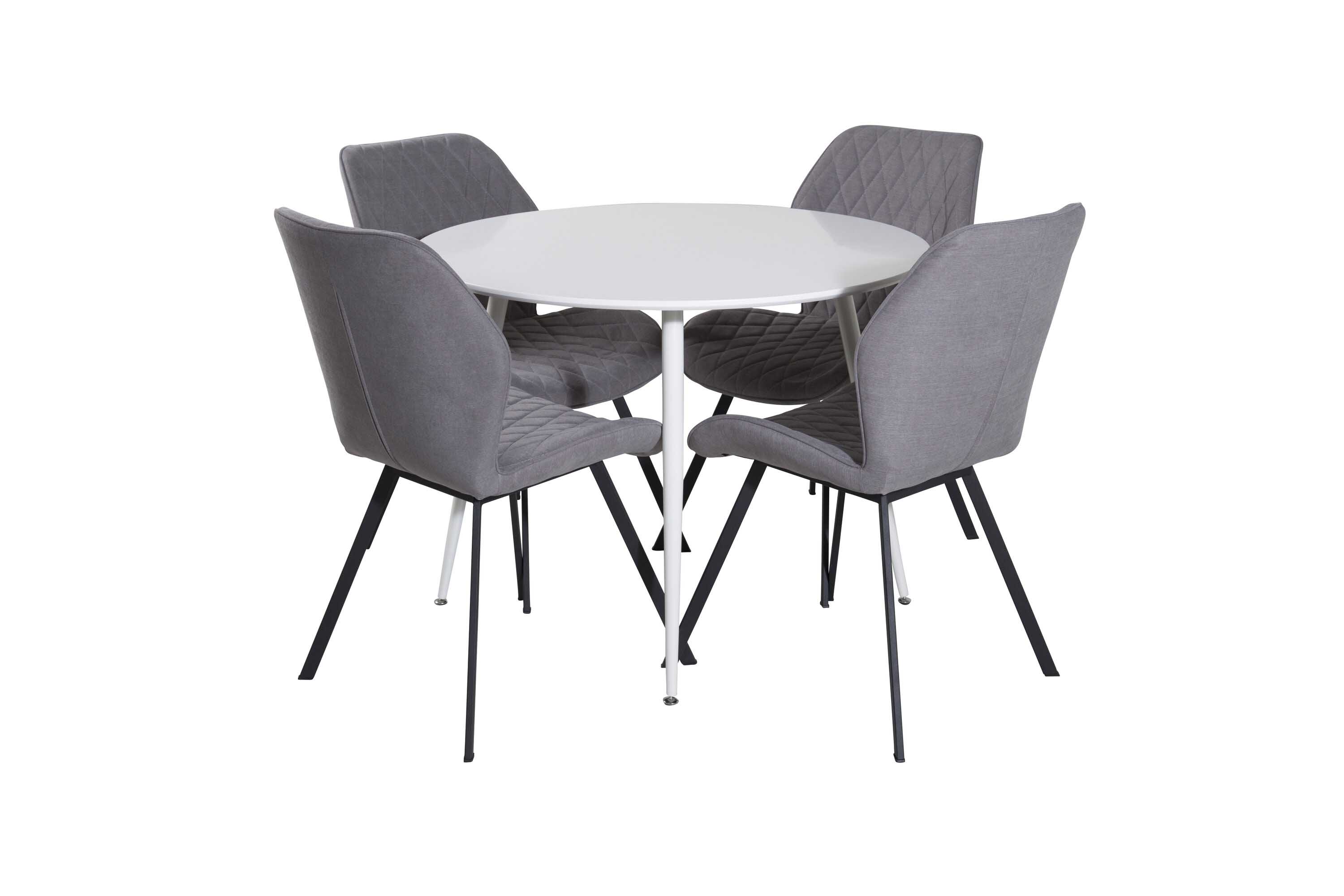 Venture Design Plaza & Gemma matgrupp Vit/grå 4 st stolar & bord 100 cm