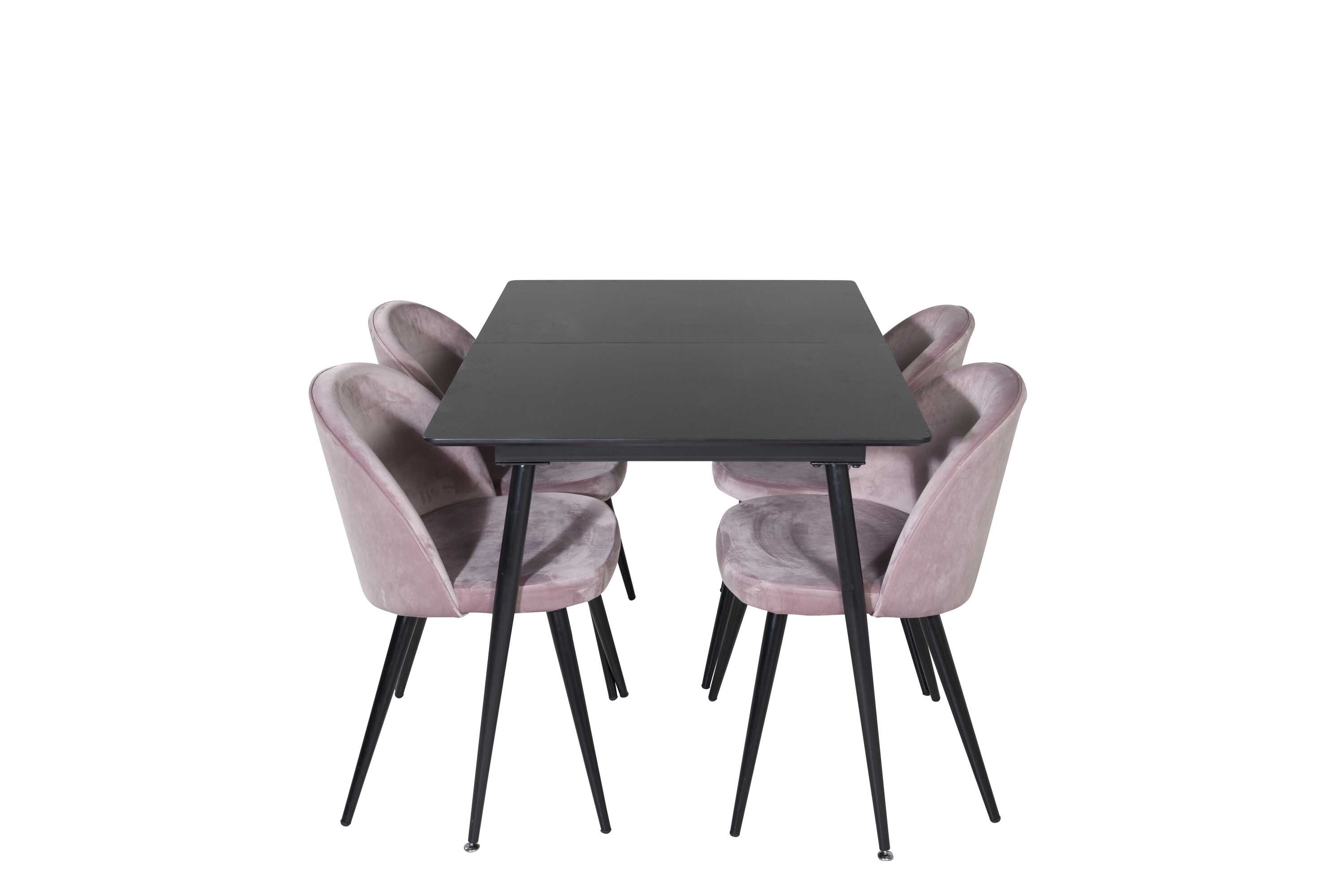 Venture Design Silar & Velvet matgrupp Svart/svart 4 st stolar & bord 120 x 90 cm