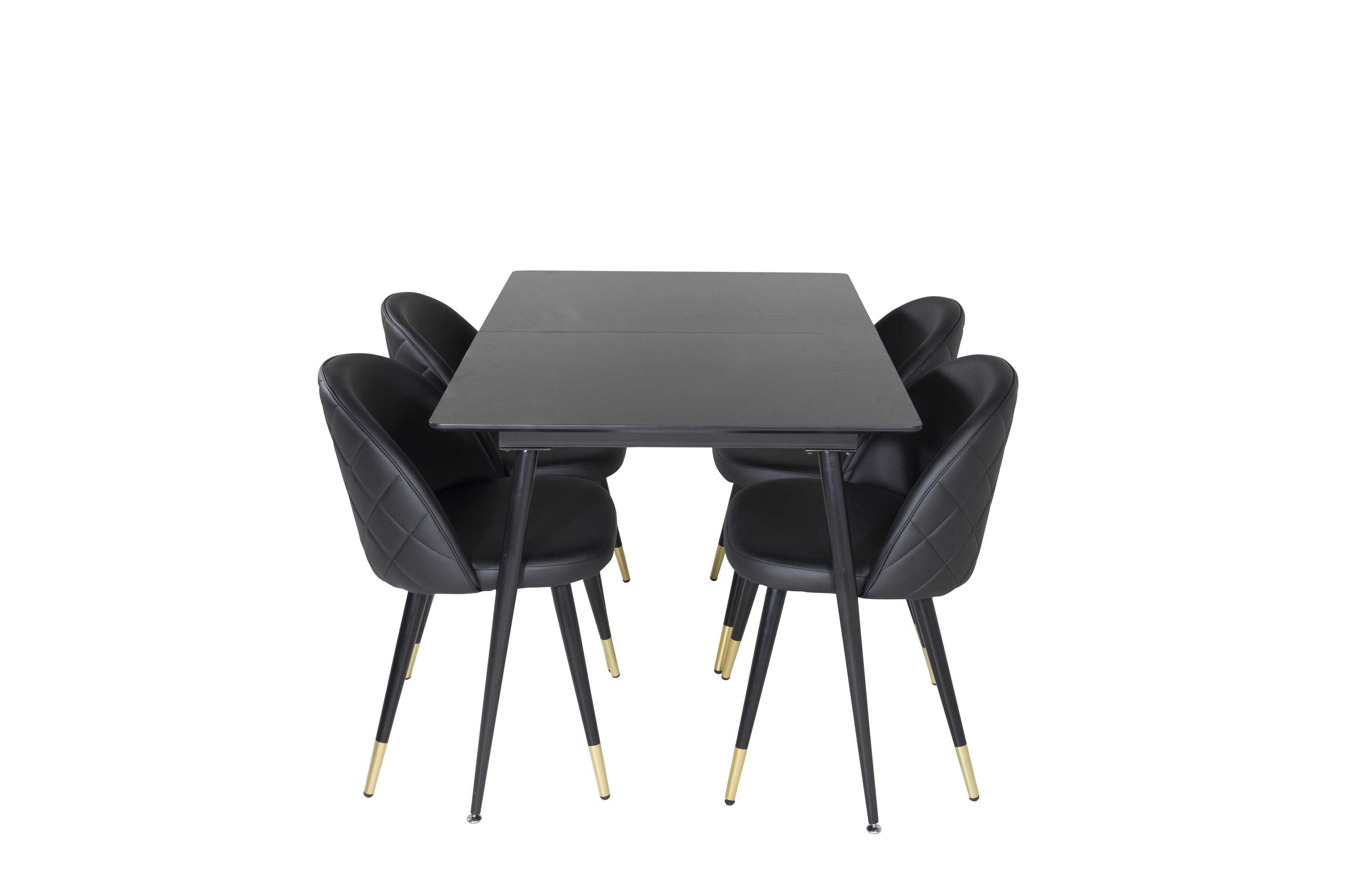 Venture Design Silar & Velvet matgrupp Svart/svart 4 st stolar & bord 120 x 90 cm