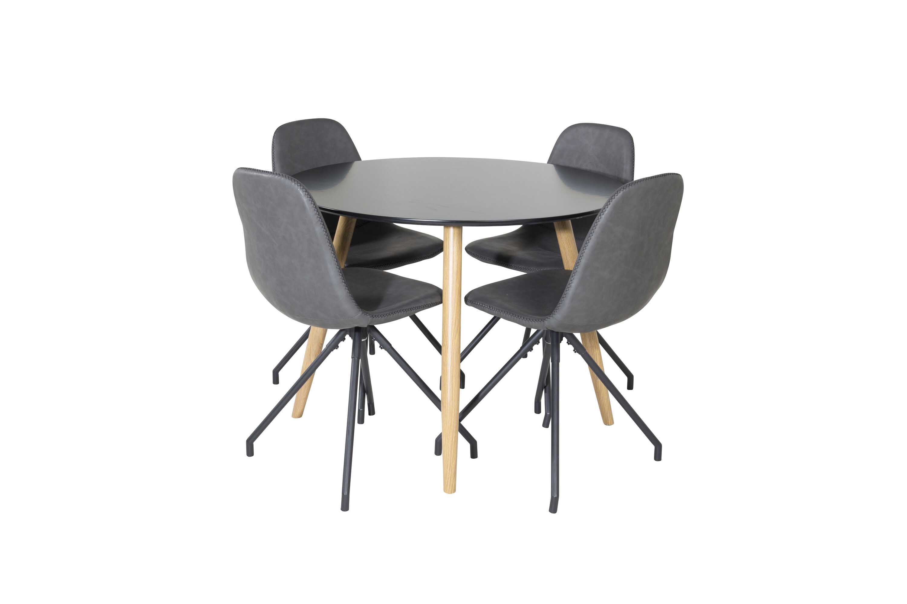 Venture Design Plaza & Polar matgrupp Svart/svart 4 st stolar & bord 100 cm