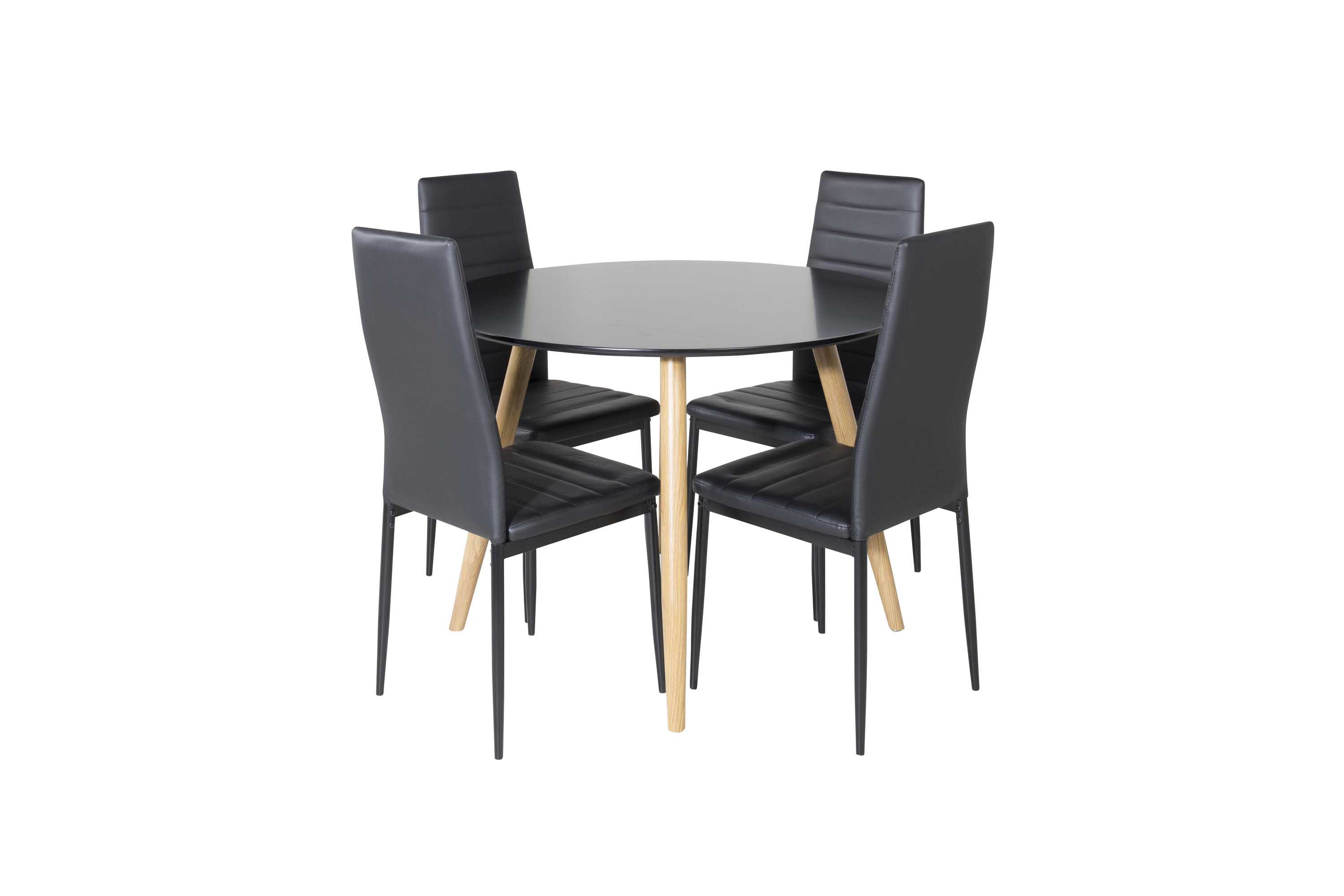 Venture Design Plaza & Slim highback matgrupp Svart/svart 4 st stolar & bord 100 cm