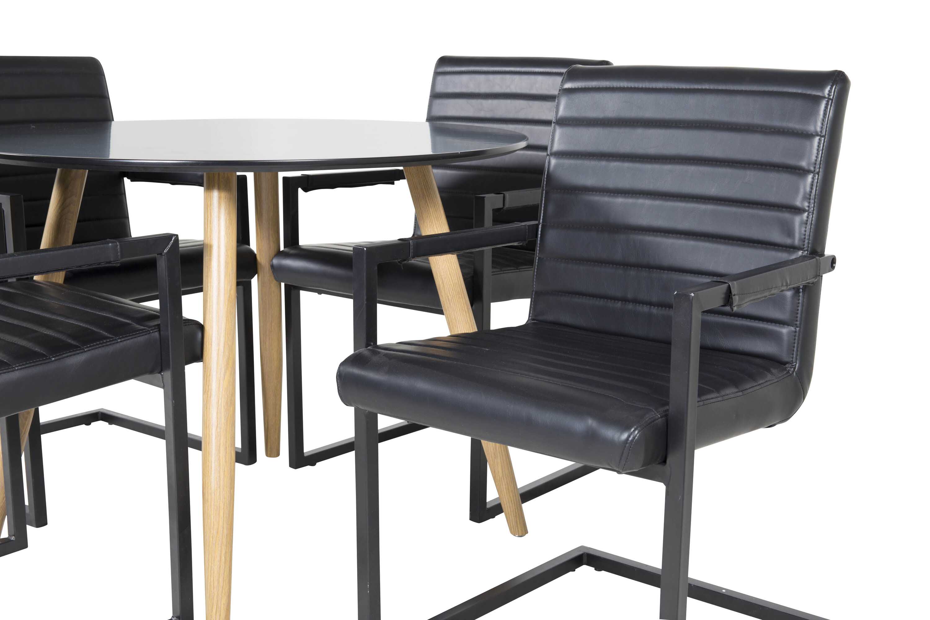 Venture Design Plaza & Art matgrupp Svart/svart 4 st stolar & bord 100 cm