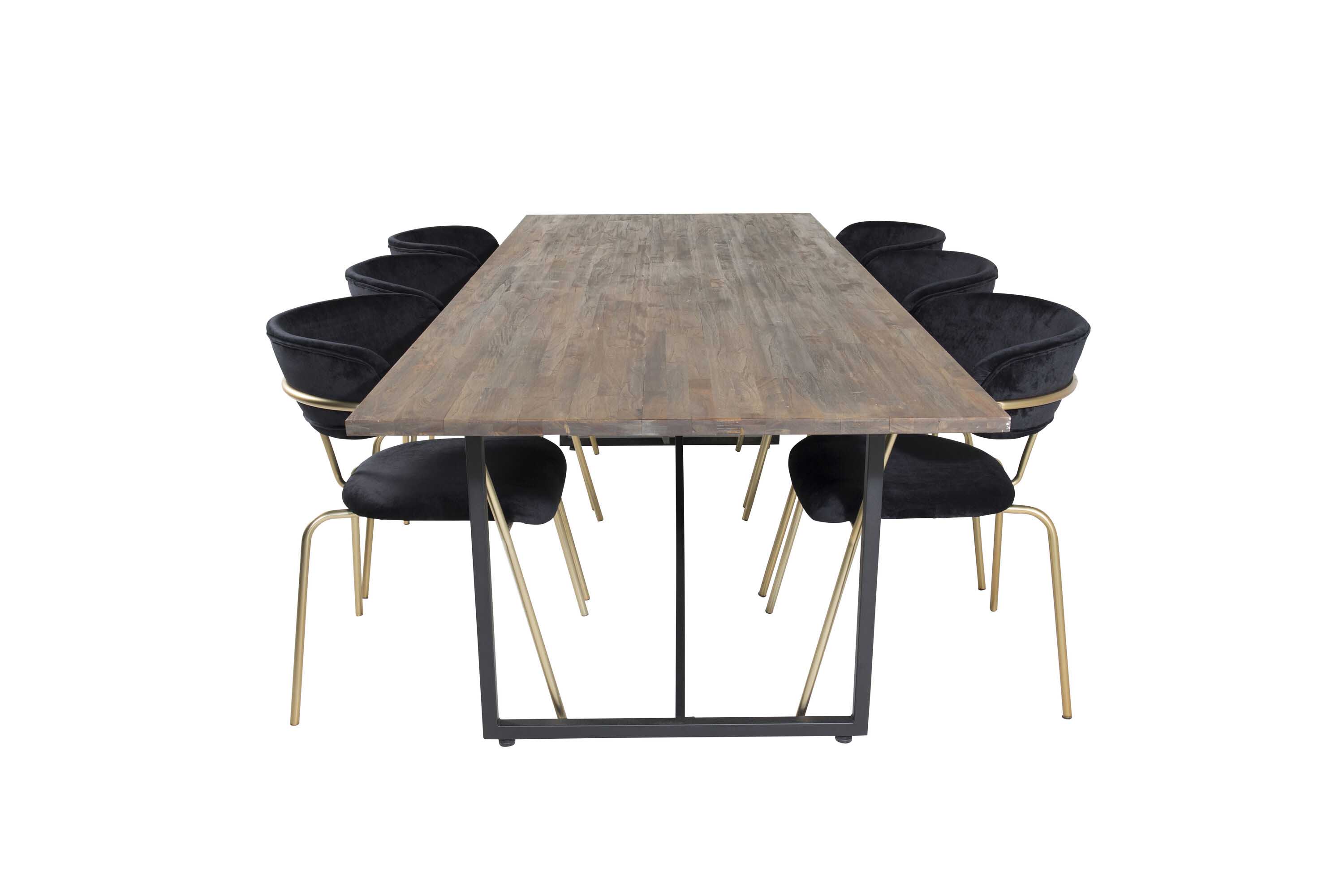 Venture Design Padang & Arrow matgrupp Natur/svart 6 st stolar & bord 250 x 100 cm