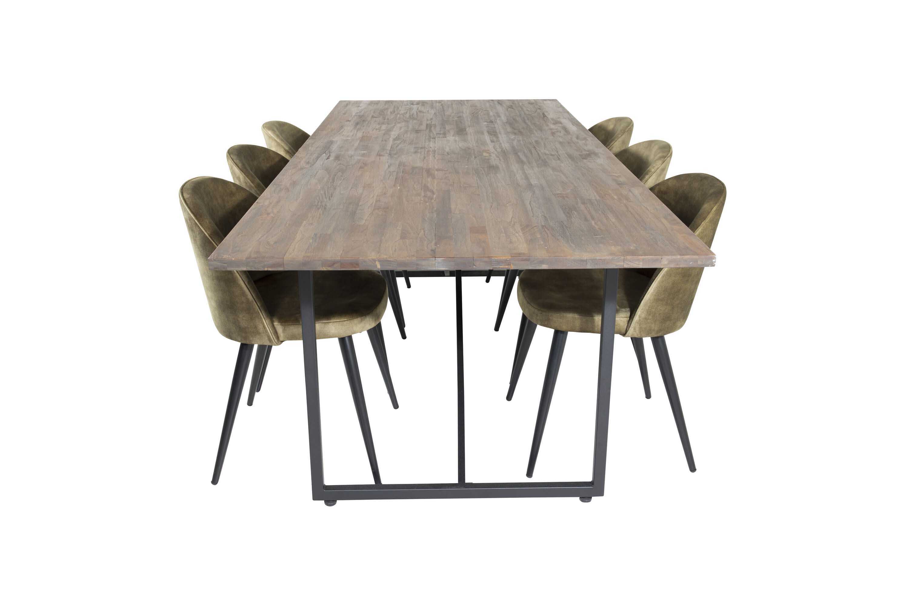 Venture Design Padang & Velvet matgrupp Natur/grön 6 st stolar & bord 250 x 100 cm