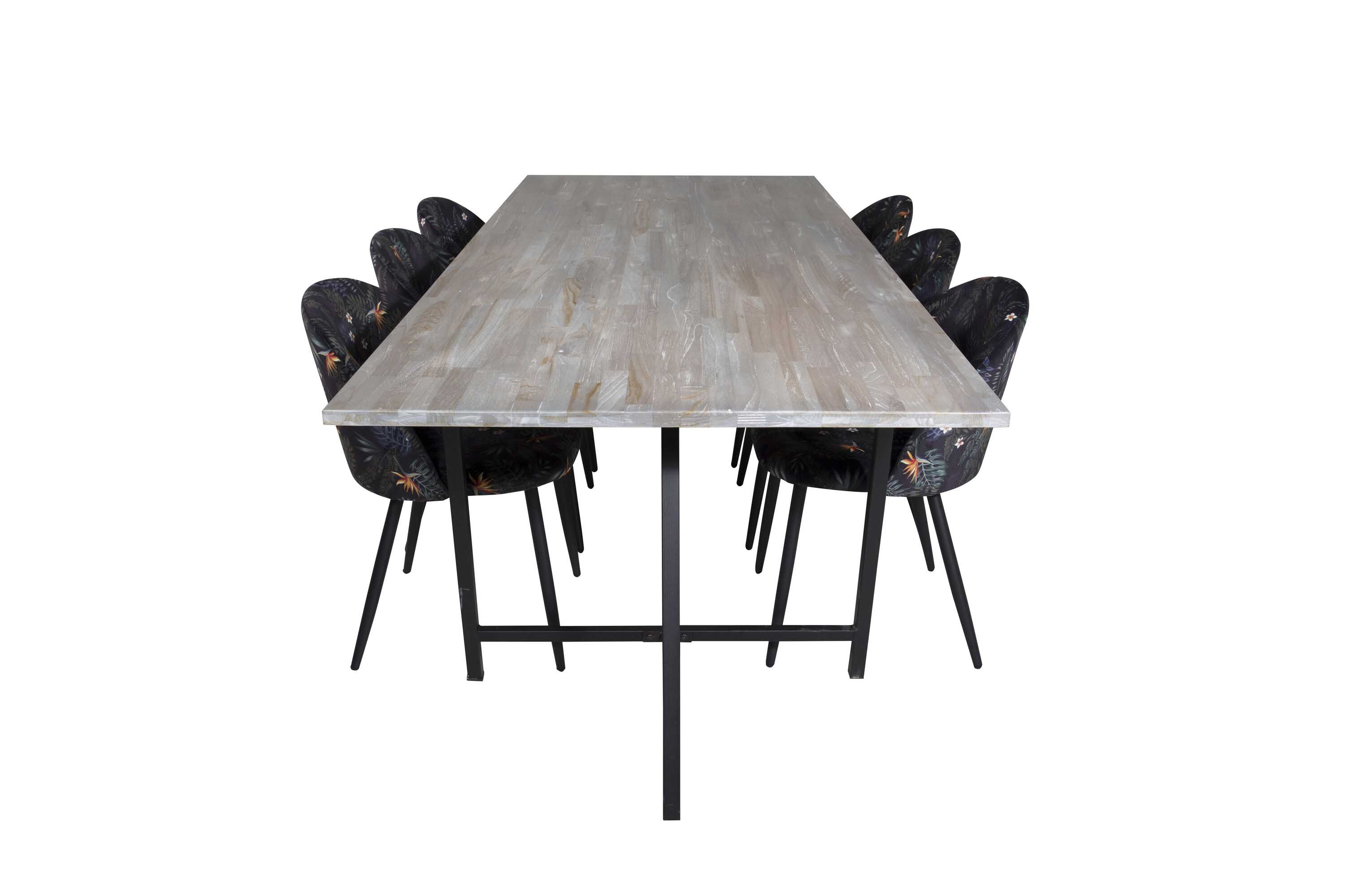 Venture Design Jepara & Velvet matgrupp Grå/multifärg 6 st stolar & bord 250 x 100 cm