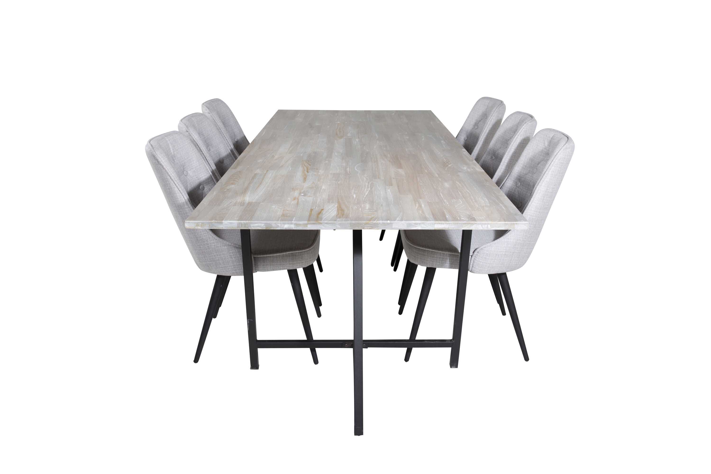 Venture Design Jepara & Velvet matgrupp Grå/grå 6 st stolar & bord 250 x 100 cm