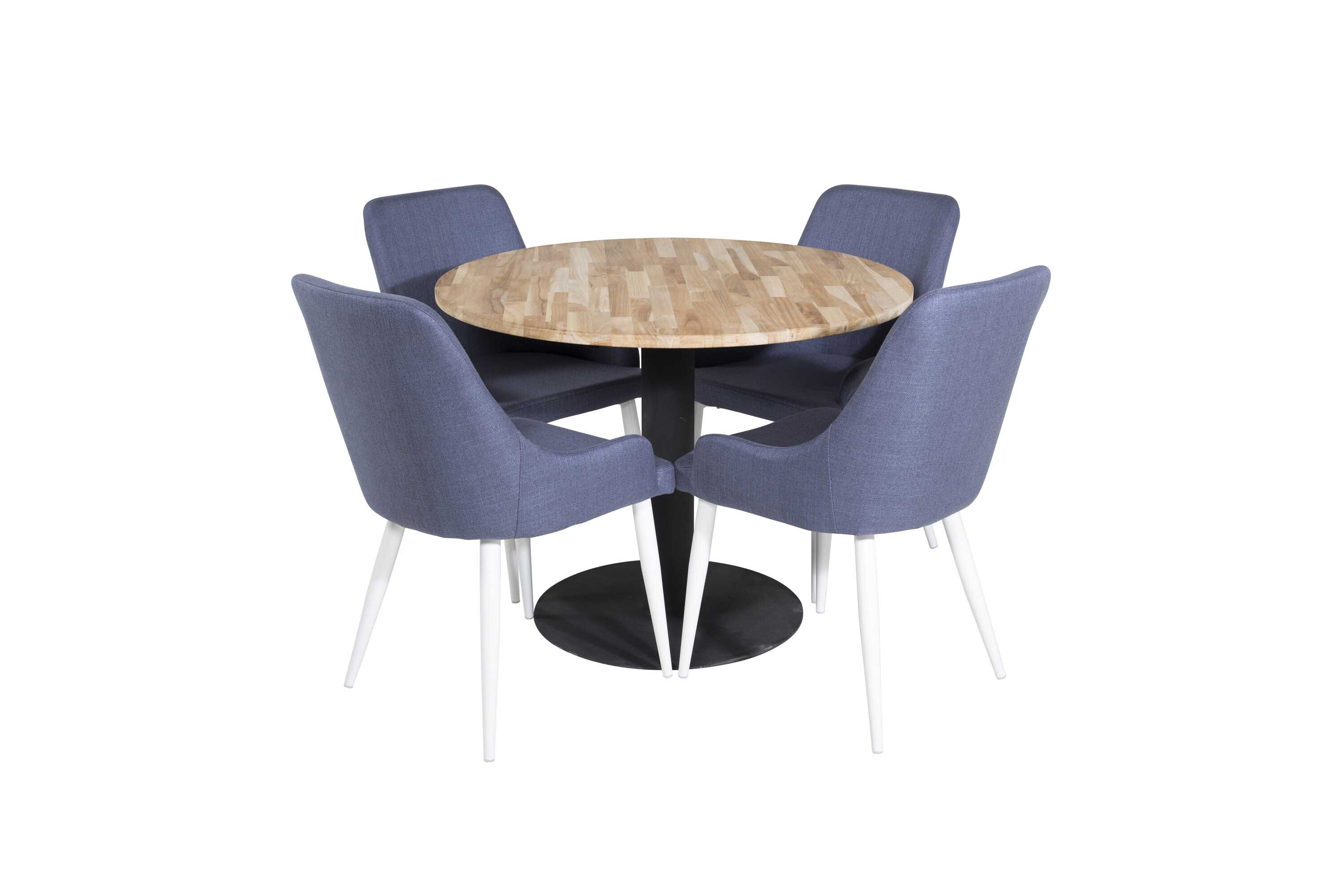 Venture Design Cirebon & Plaza matgrupp Natur/blå 4 st stolar & bord 100 cm
