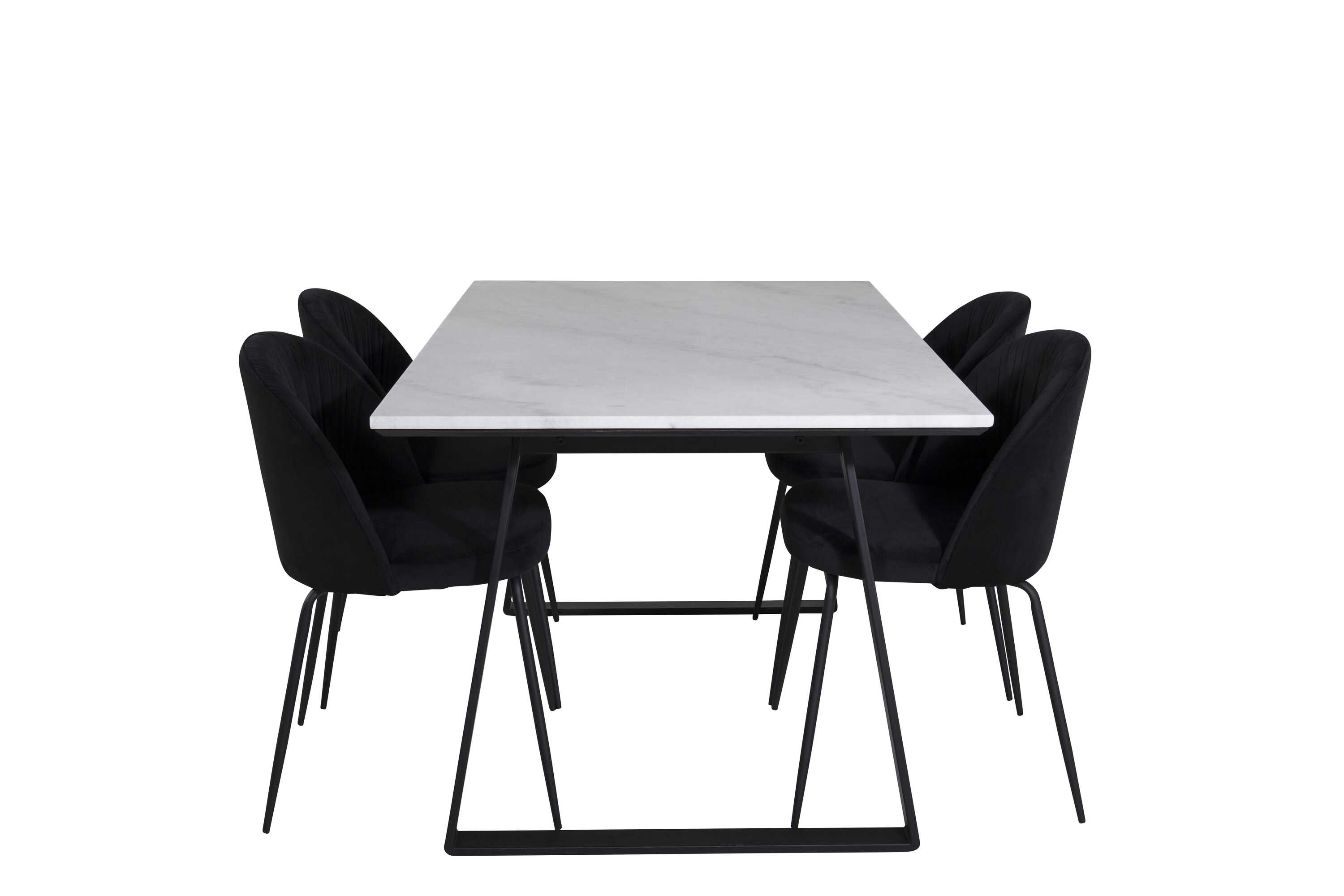 Venture Design Estelle & Wrinkles matgrupp Vit/svart 4 st stolar & bord 140 x 90 cm