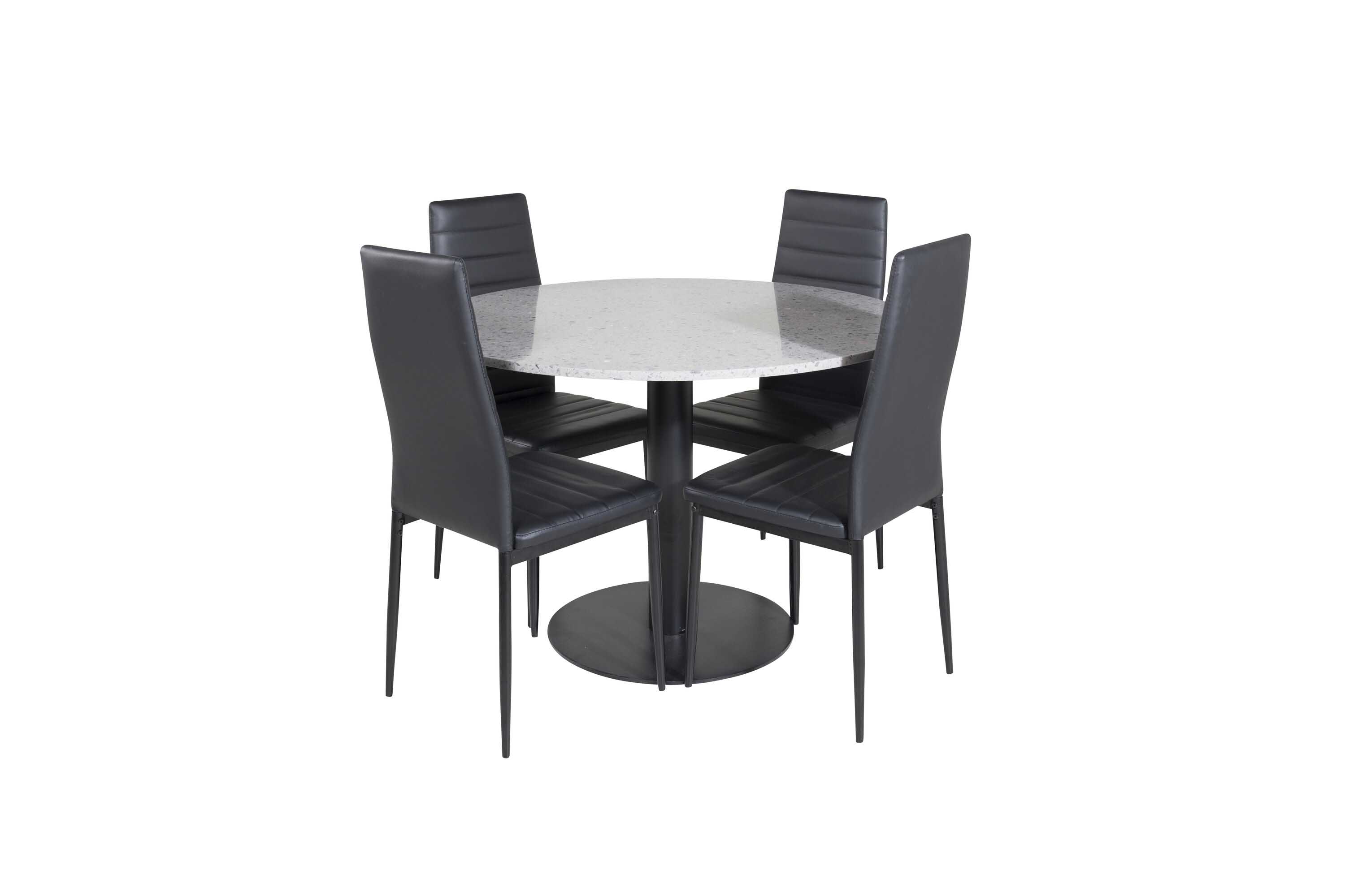 Venture Design Razzia & Slim highback matgrupp Grå/svart 4 st stolar & bord 106 cm