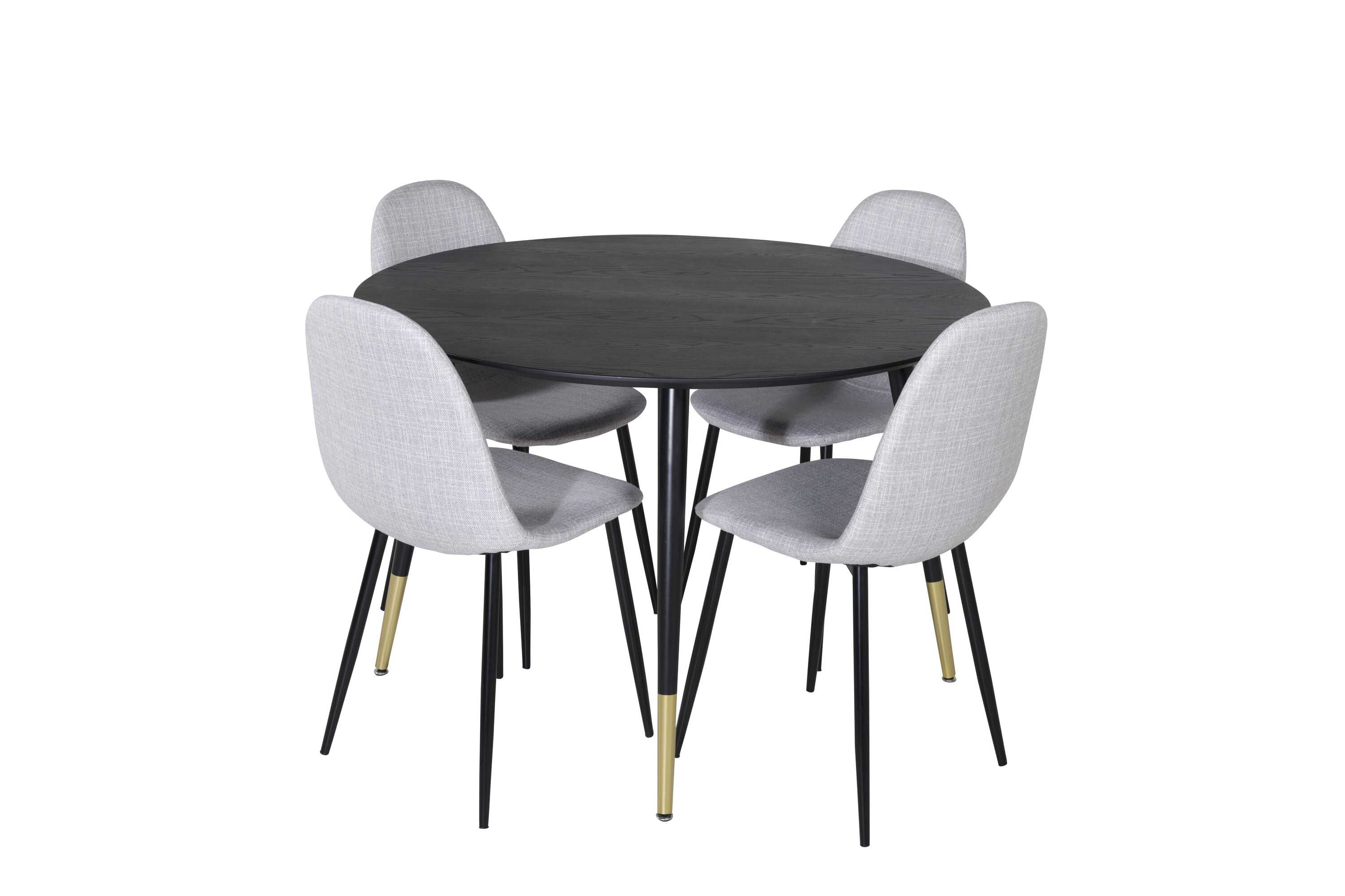 Venture Design Dipp & Polar matgrupp Svart/grå 4 st stolar & bord 115 cm