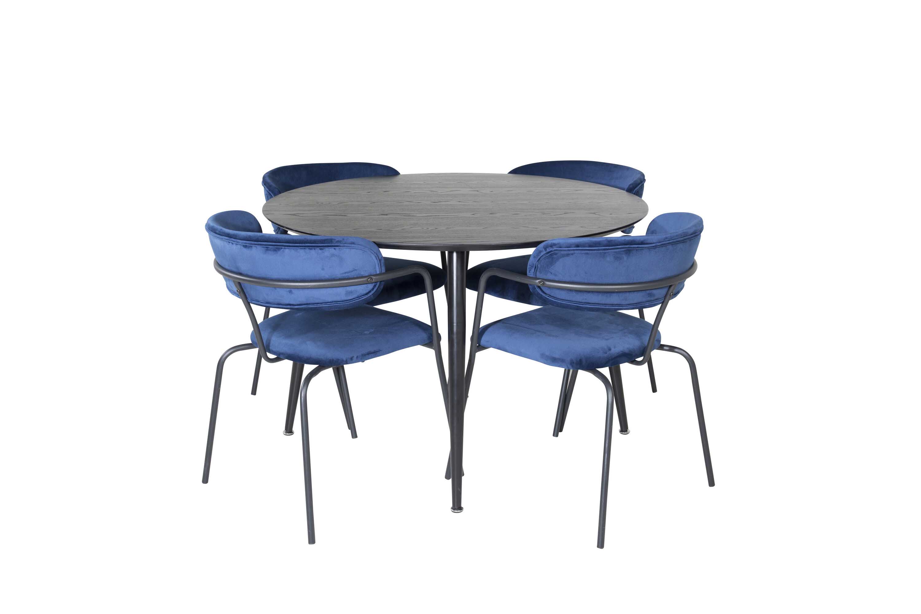 Venture Design Dipp & Arrow matgrupp Svart/blå 4 st stolar & bord 115 cm