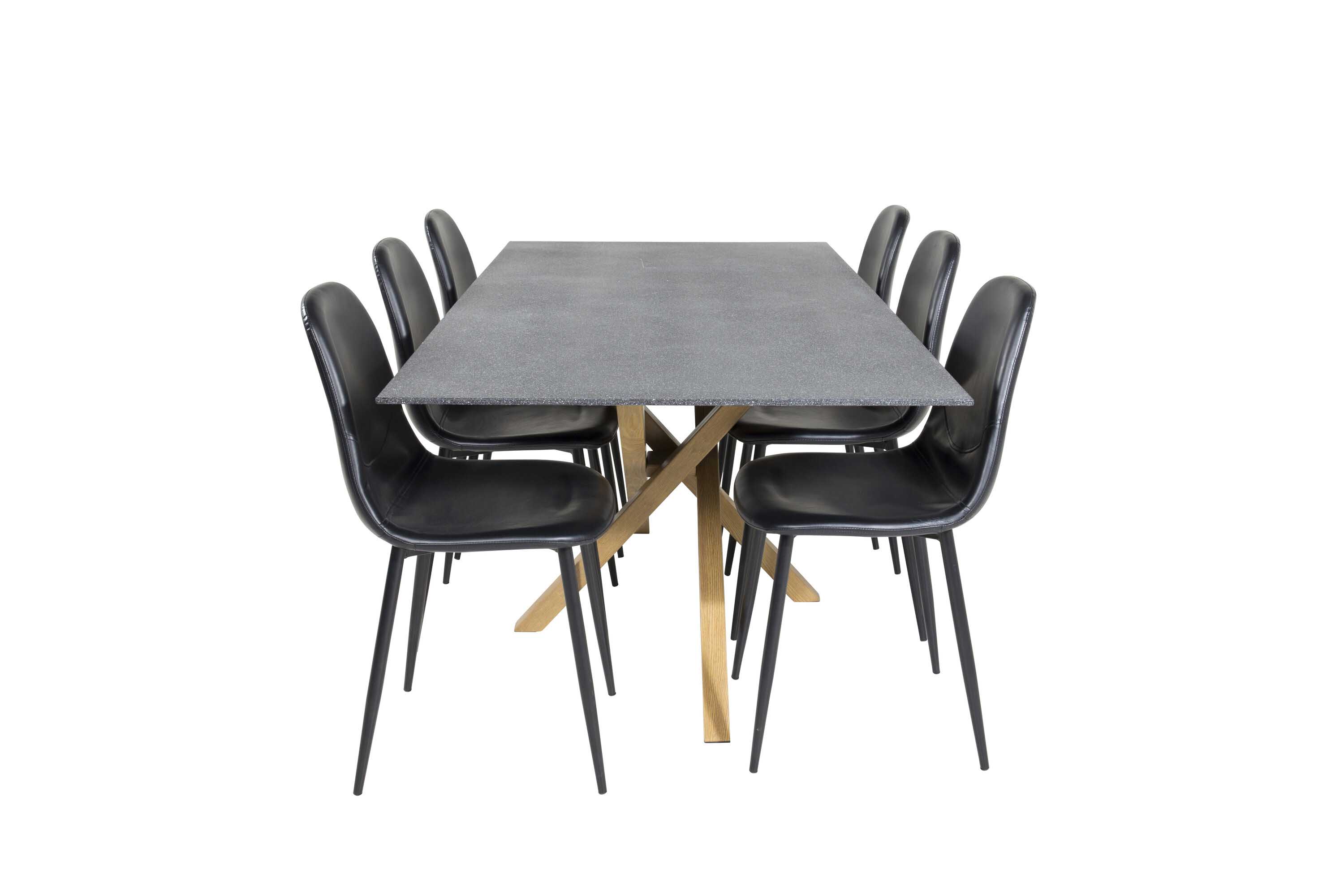 Venture Design Piazza & Polar matgrupp Grå/svart 6 st stolar & bord 180 x 90 cm