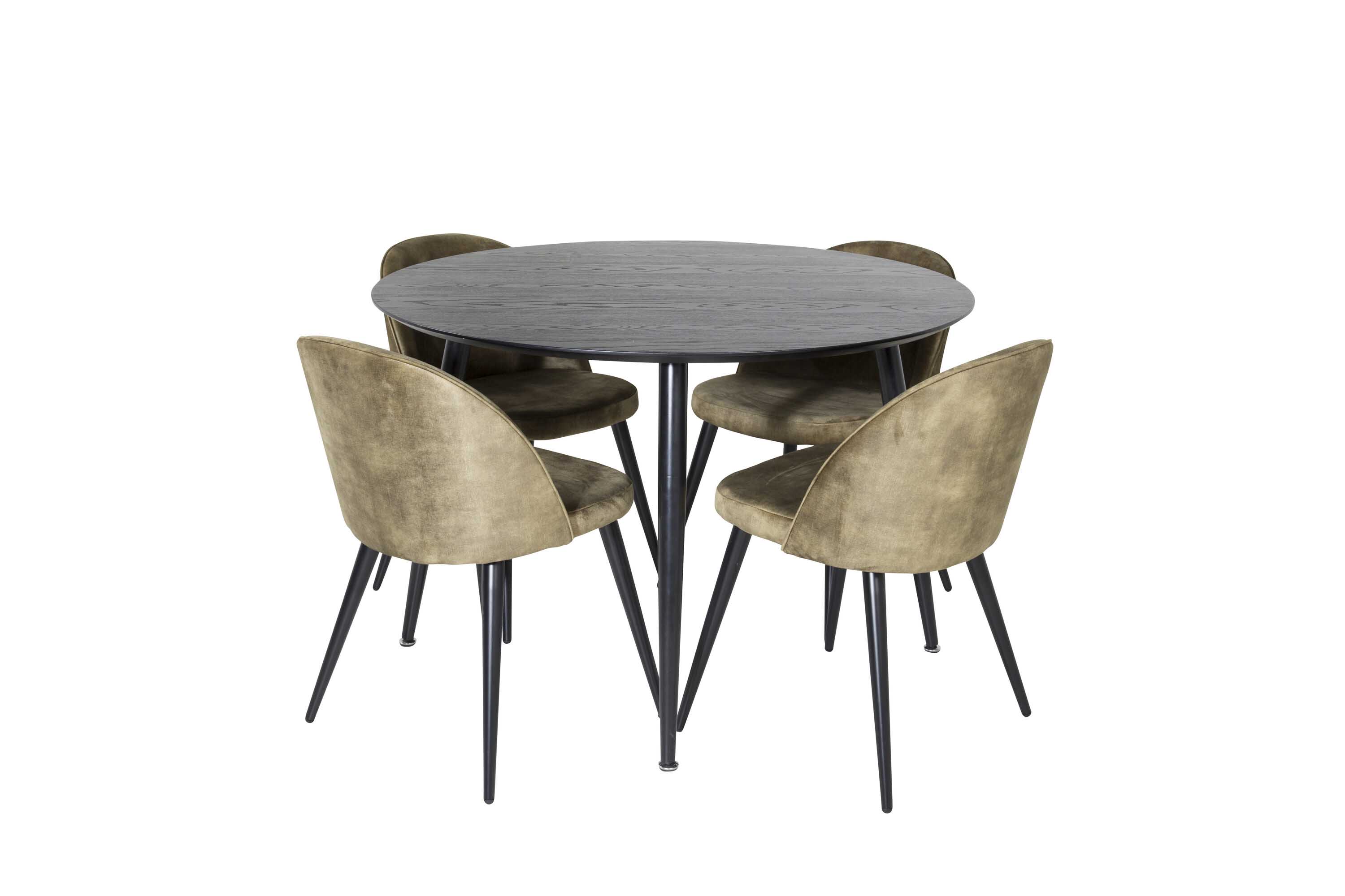 Venture Design Dipp & Velvet matgrupp Svart/grön 4 st stolar & bord 115 cm