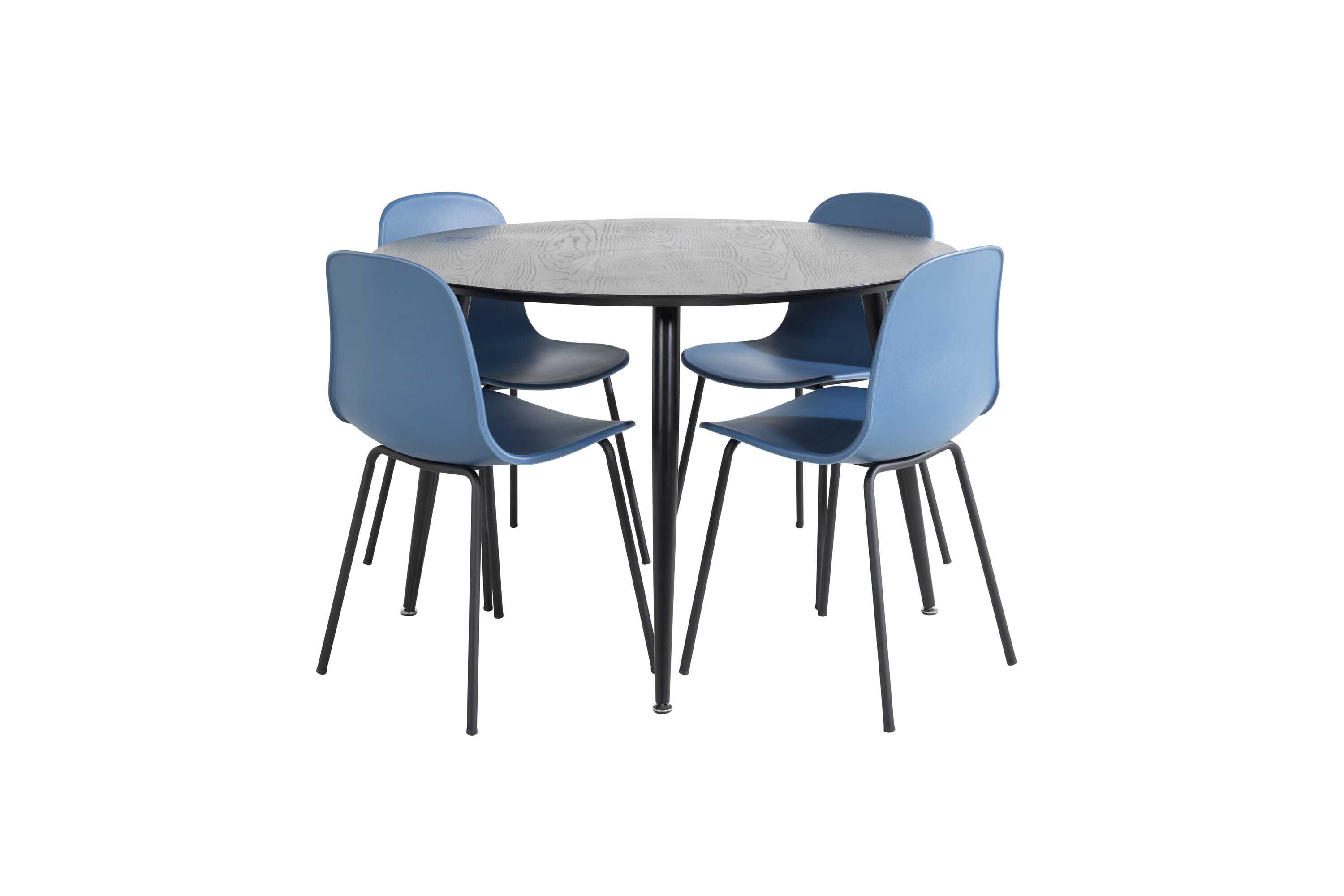 Venture Design Dipp & Arctic matgrupp Svart/blå 4 st stolar & bord 115 cm