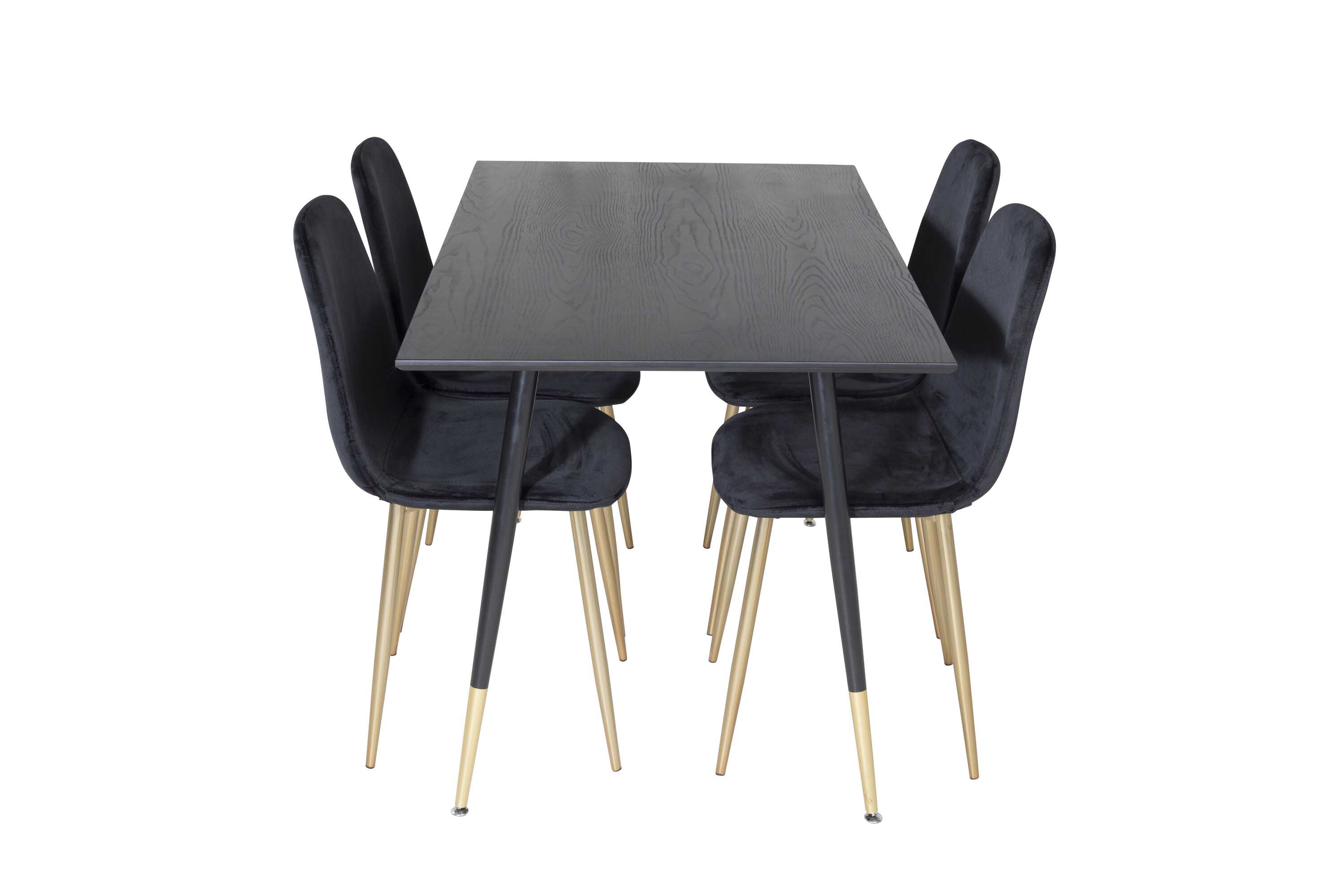Venture Design Dipp & Polar matgrupp Svart/svart 4 st stolar & bord 120 x 85 cm
