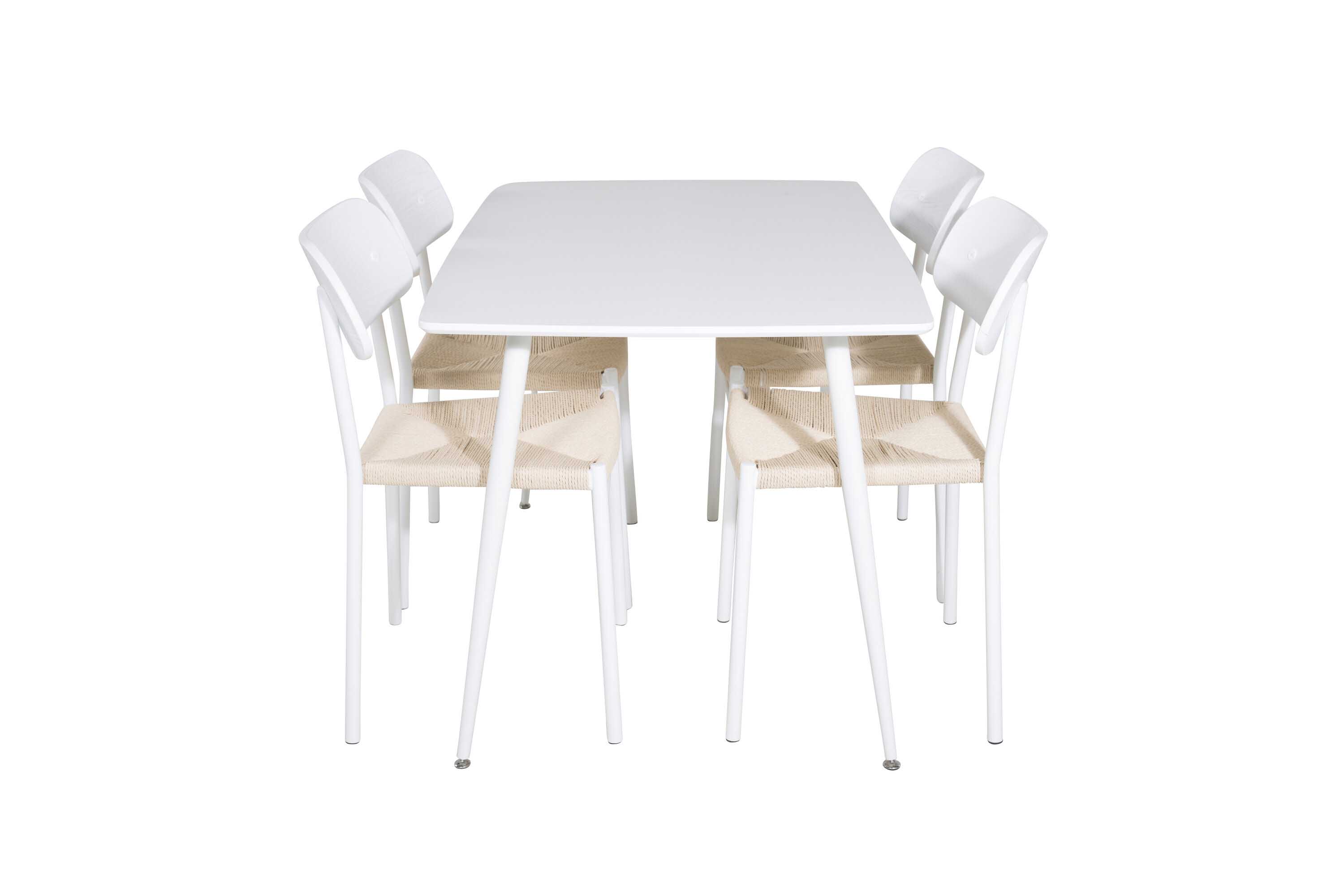 Venture Design Polar & Polly matgrupp Vit/vit 4 st stolar & bord 120 x 80 cm