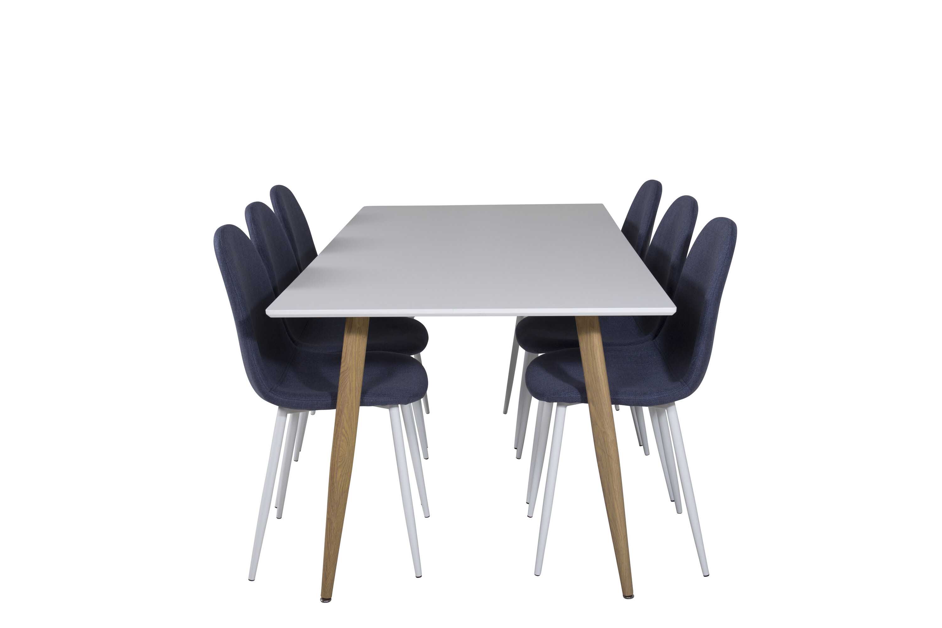 Venture Design Polar & Polar matgrupp Vit/blå 6 st stolar & bord 180 x 90 cm