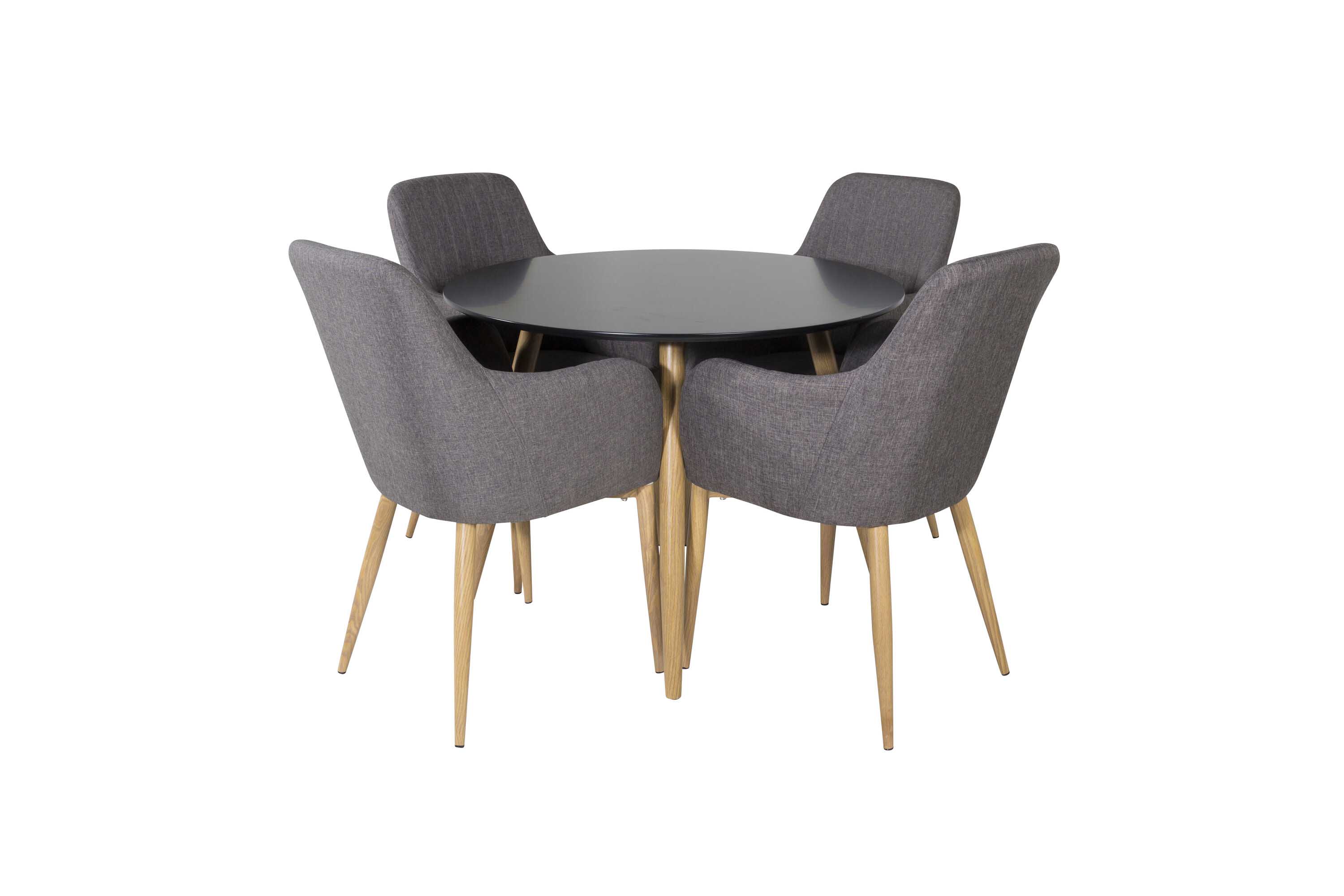 Venture Design Plaza & Comfort matgrupp Svart/grå 4 st stolar & bord 100 cm