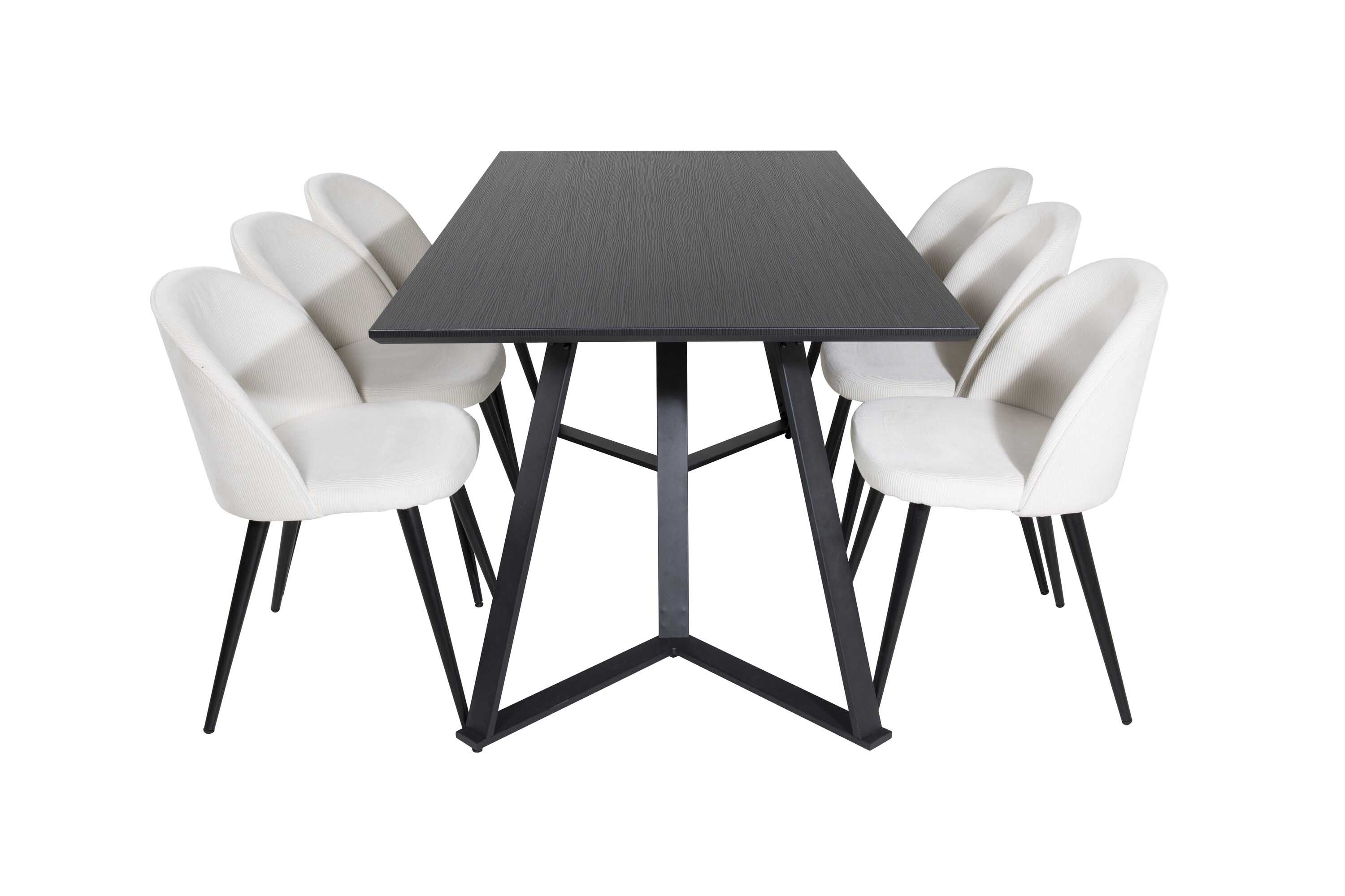 Venture Design Marina & Velvet matgrupp Svart/beige 6 st stolar & bord 180 x 90 cm