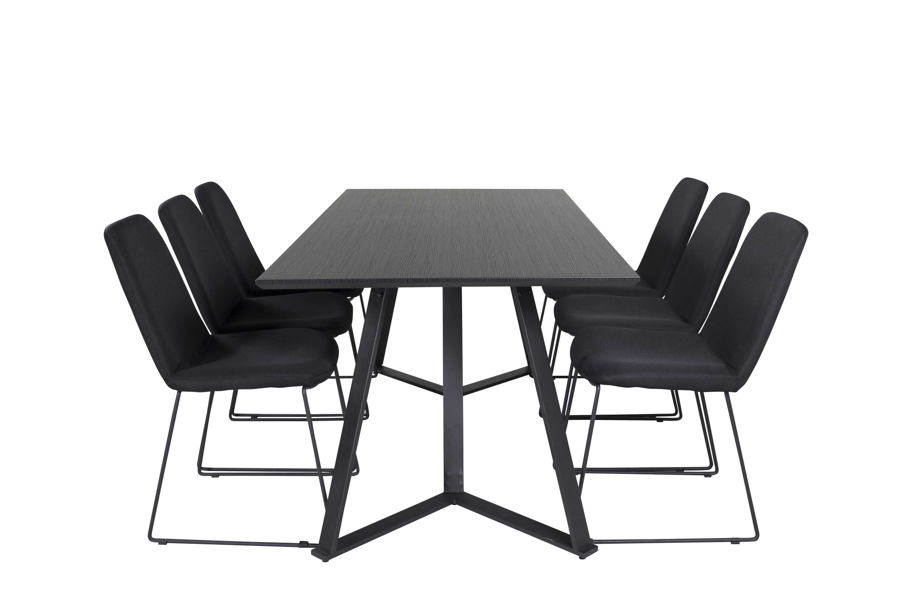 Venture Design Marina & Muce matgrupp Svart/svart 6 st stolar & bord 180 x 90 cm