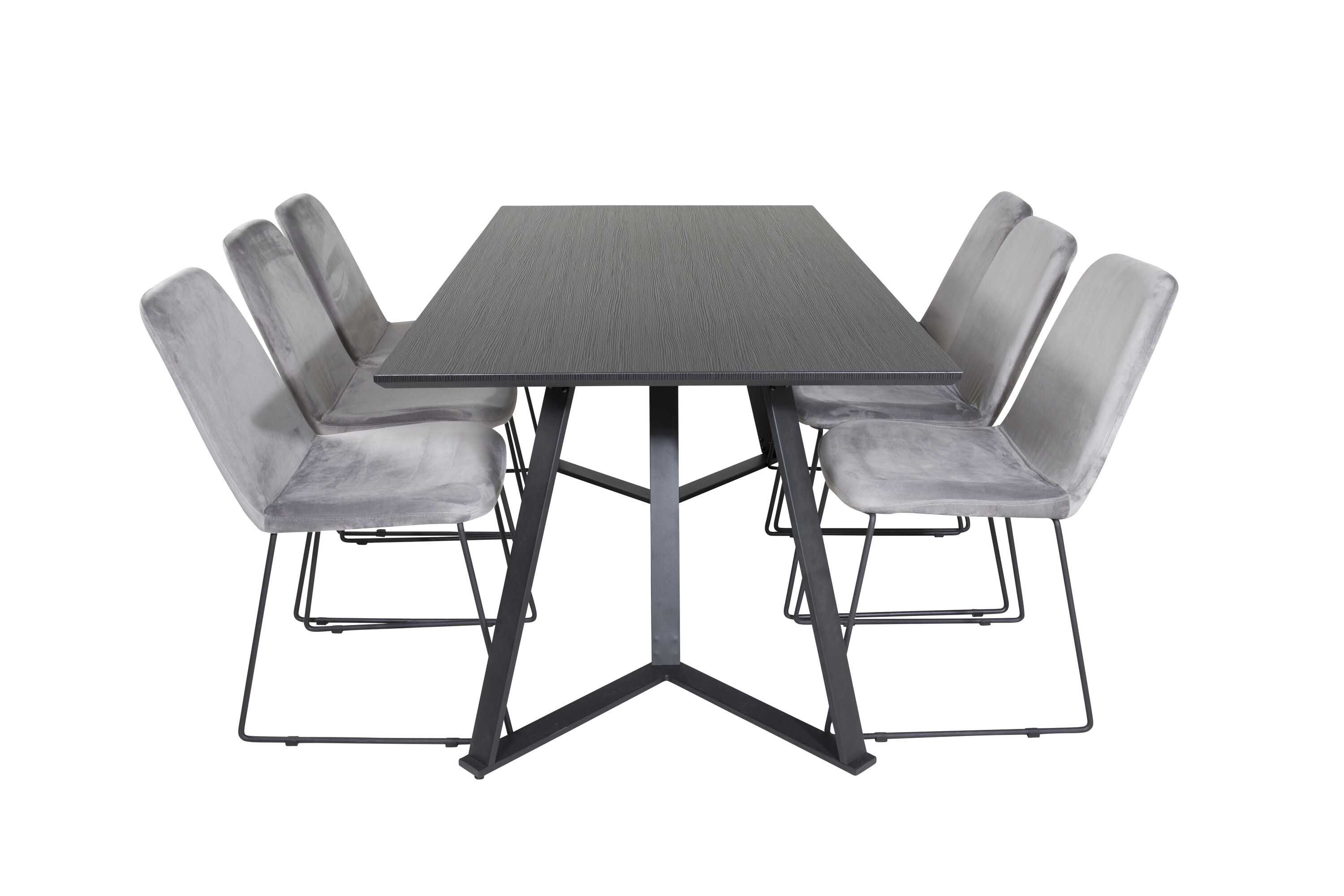 Venture Design Marina & Muce matgrupp Svart/grå 6 st stolar & bord 180 x 90 cm