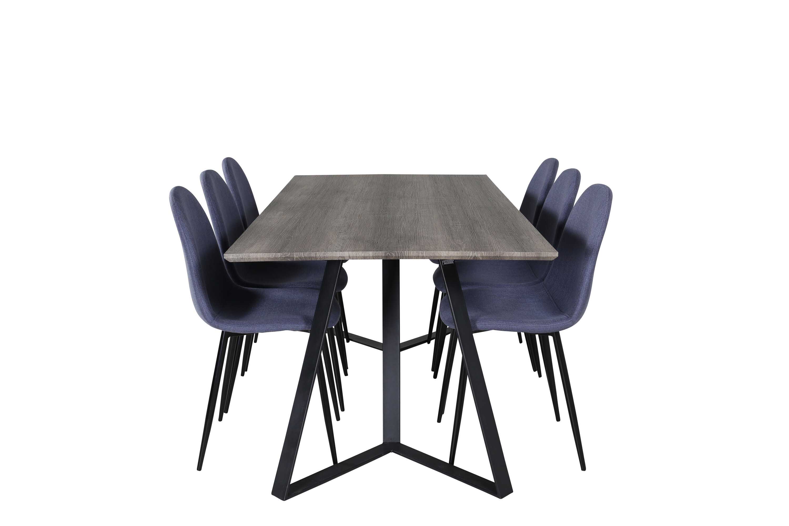 Venture Design Marina & Polar matgrupp Grå/blå 6 st stolar & bord 180 x 90 cm