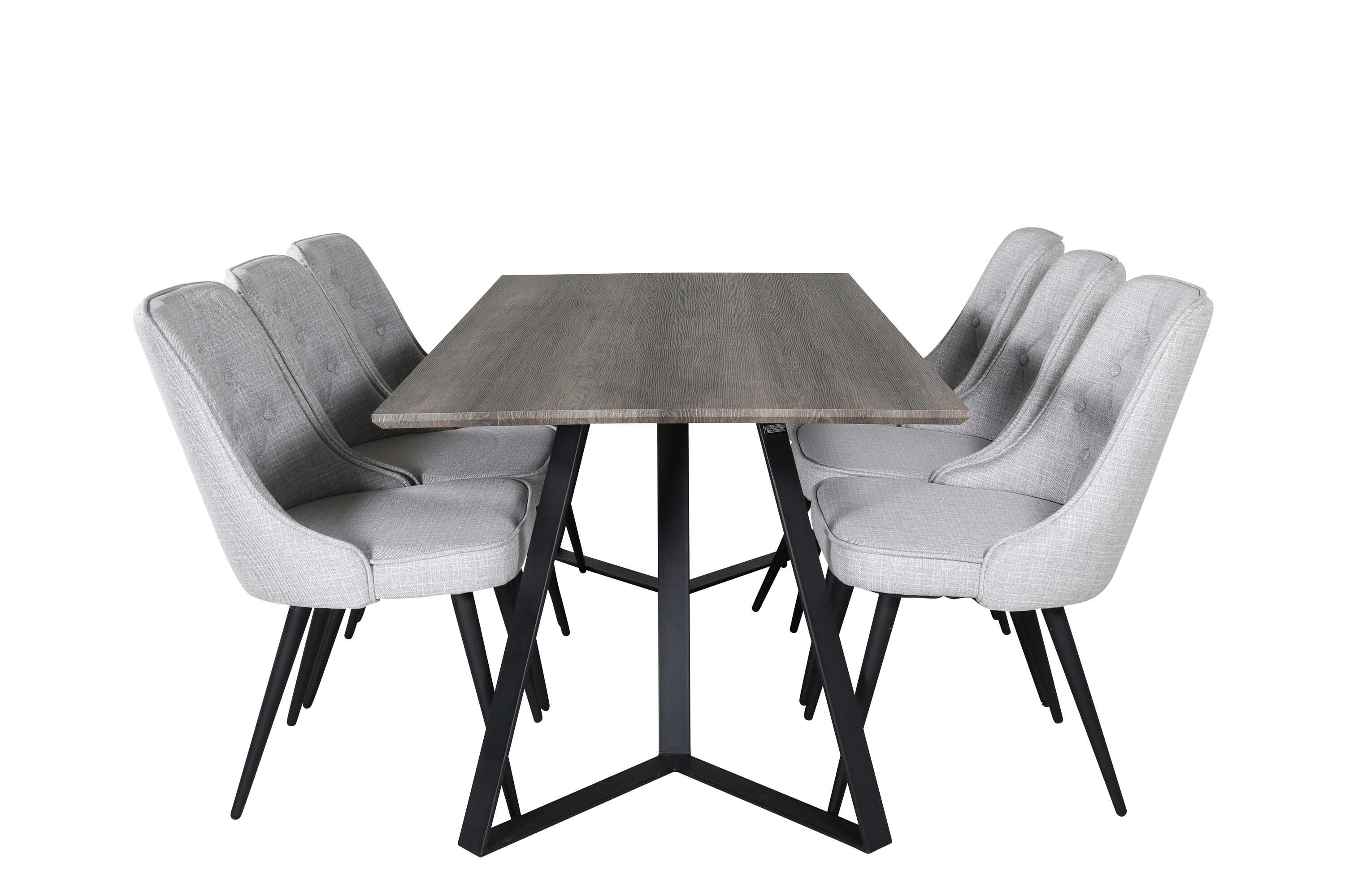 Venture Design Marina & Velvet matgrupp Grå/grå 6 st stolar & bord 180 x 90 cm