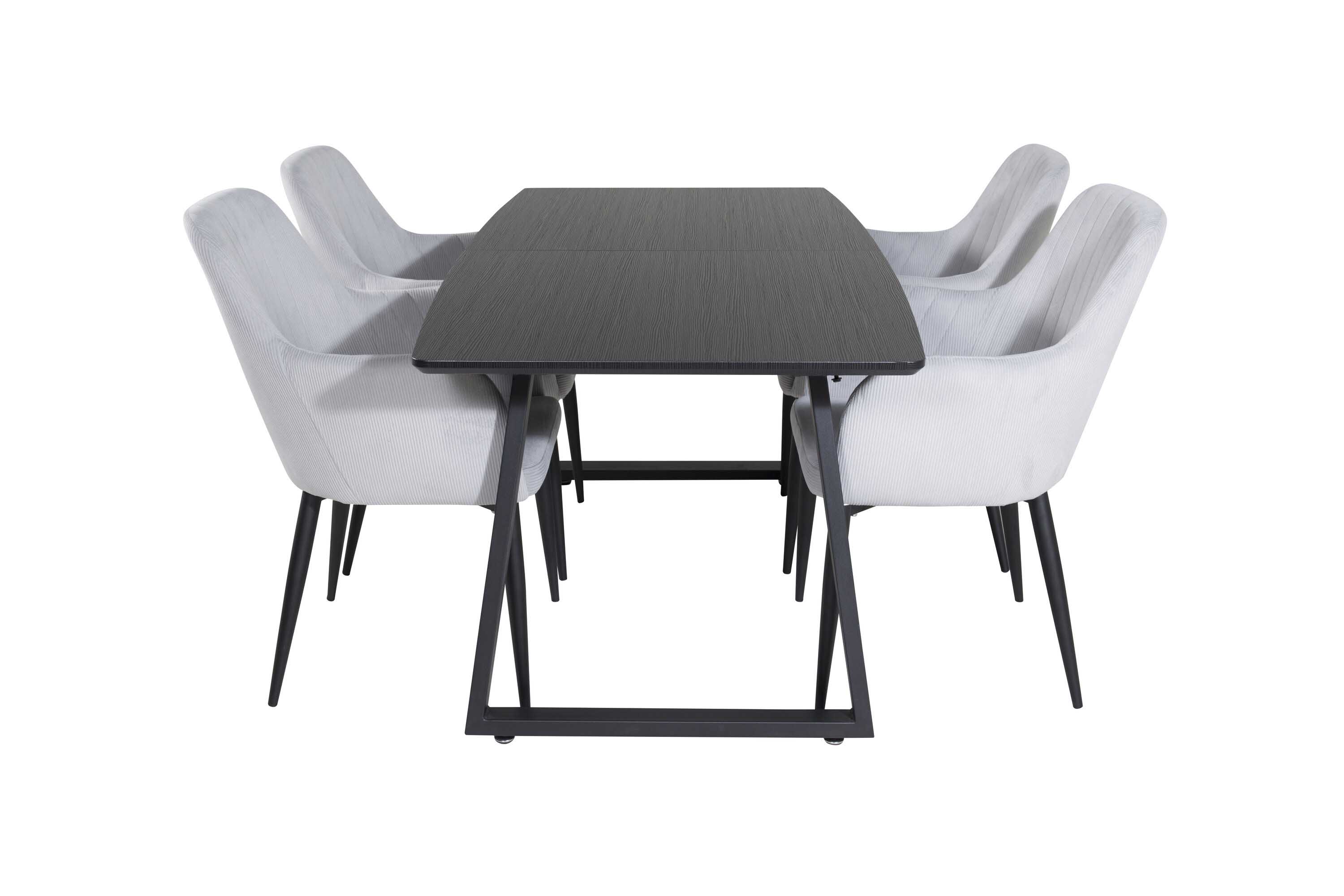 Venture Design Inca & Comfort matgrupp Svart/grå 4 st stolar & bord 160 x 85 cm