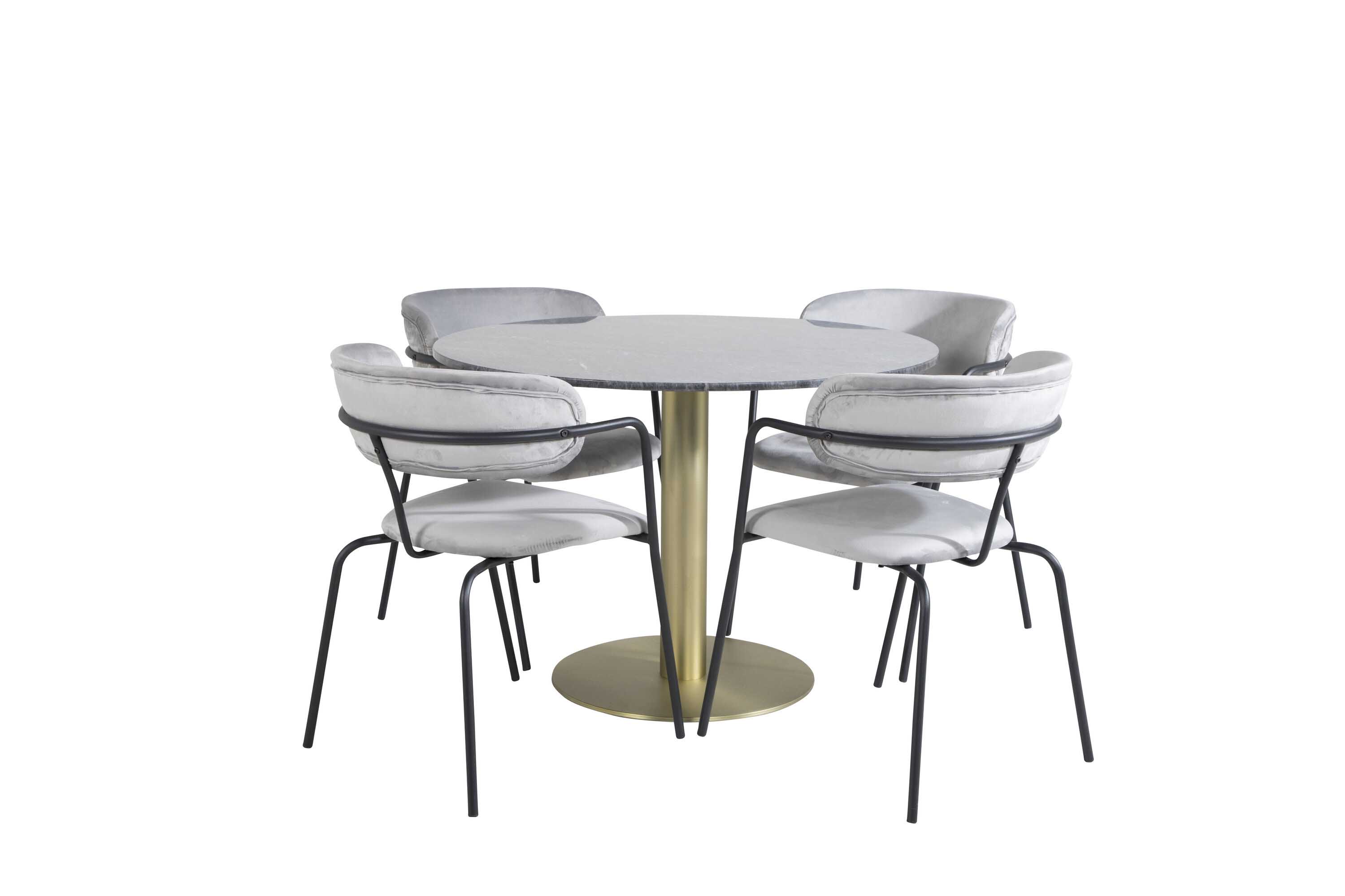 Venture Design Estelle & Arrow matgrupp Svart/grå 4 st stolar & bord 106 cm