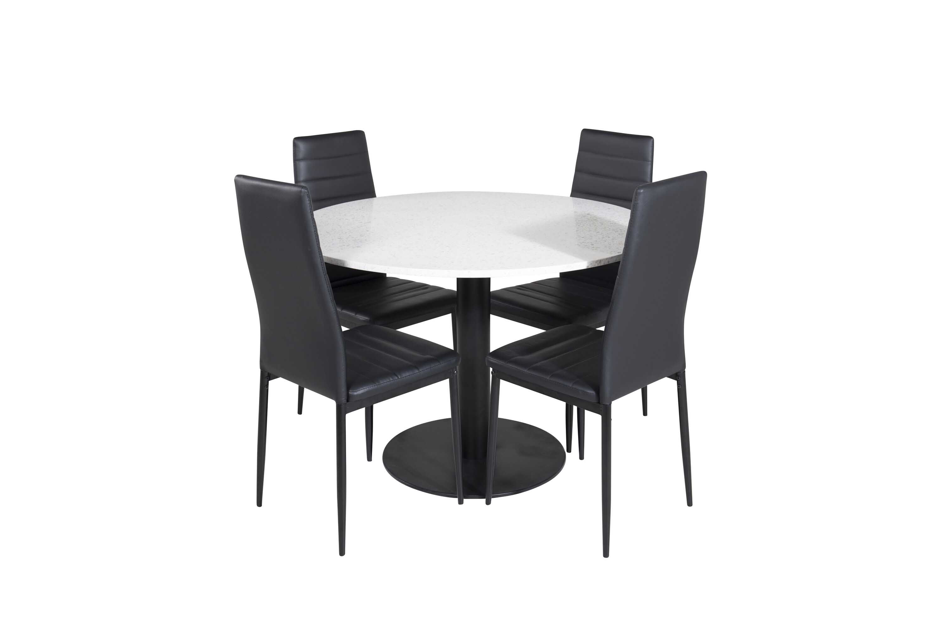 Venture Design Razzia & Slim highback matgrupp Vit/svart 4 st stolar & bord 106 cm