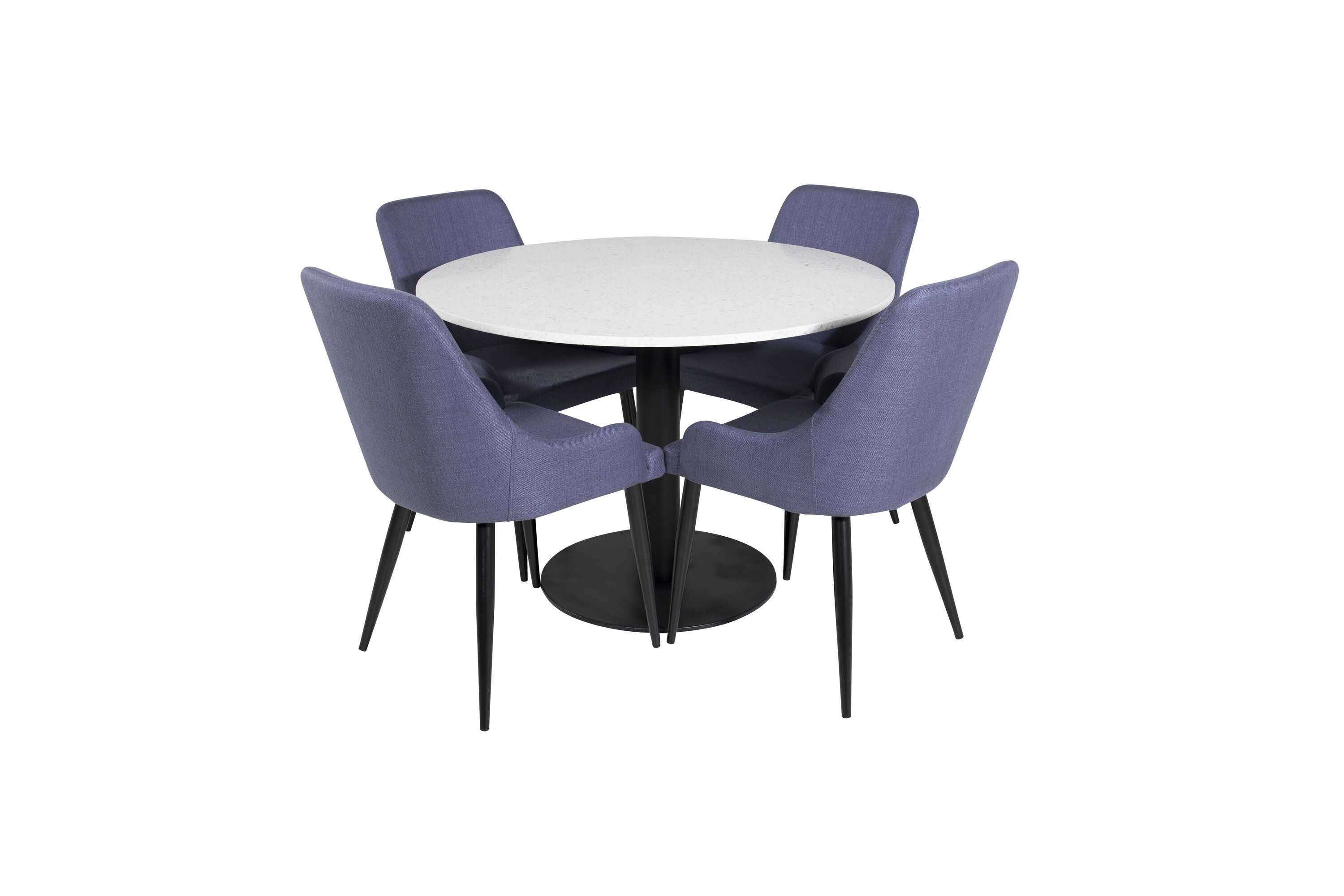 Venture Design Razzia & Plaza matgrupp Vit/blå 4 st stolar & bord 106 cm