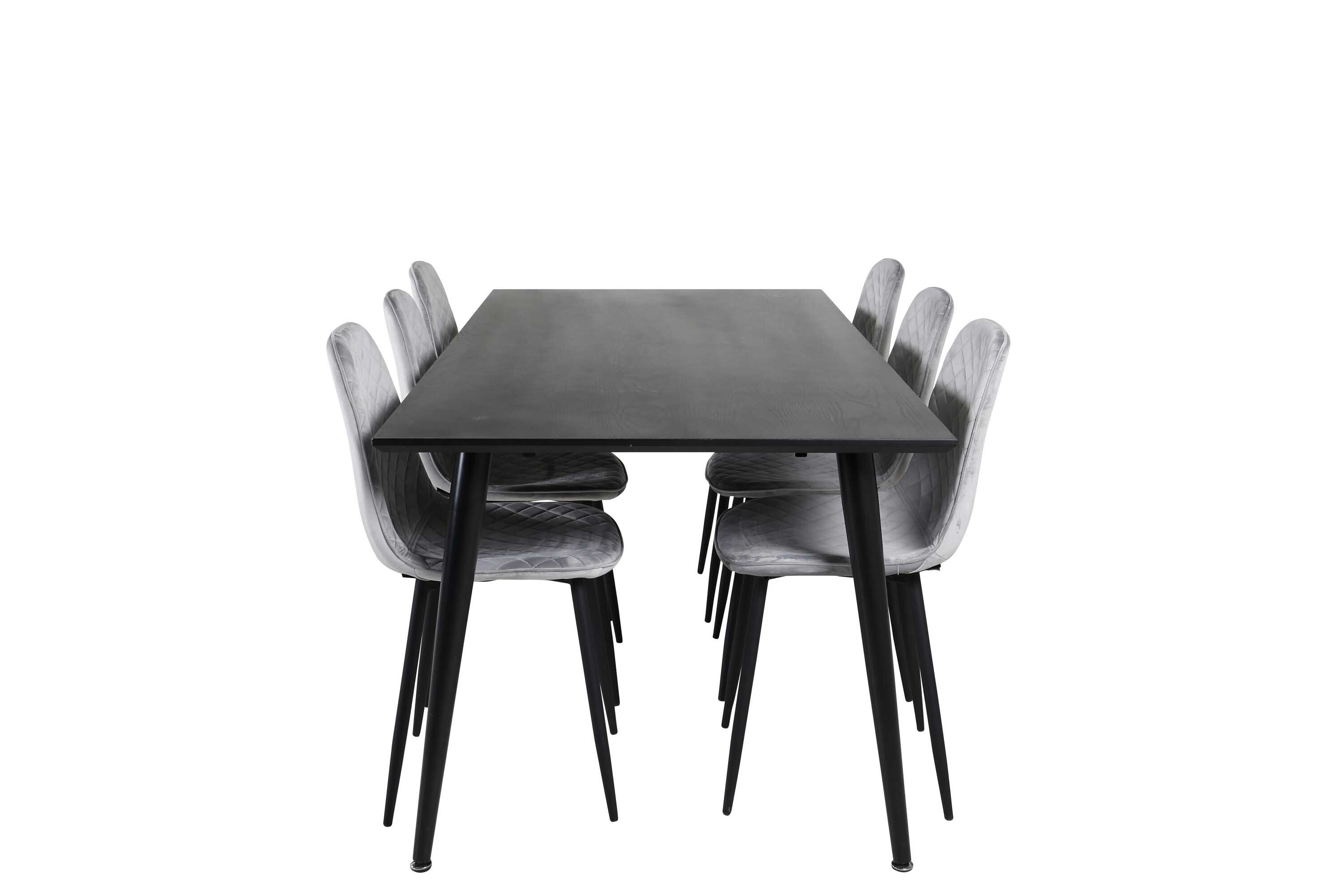 Venture Design Dipp & Polar matgrupp Svart/grå 6 st stolar & bord 180 x 90 cm
