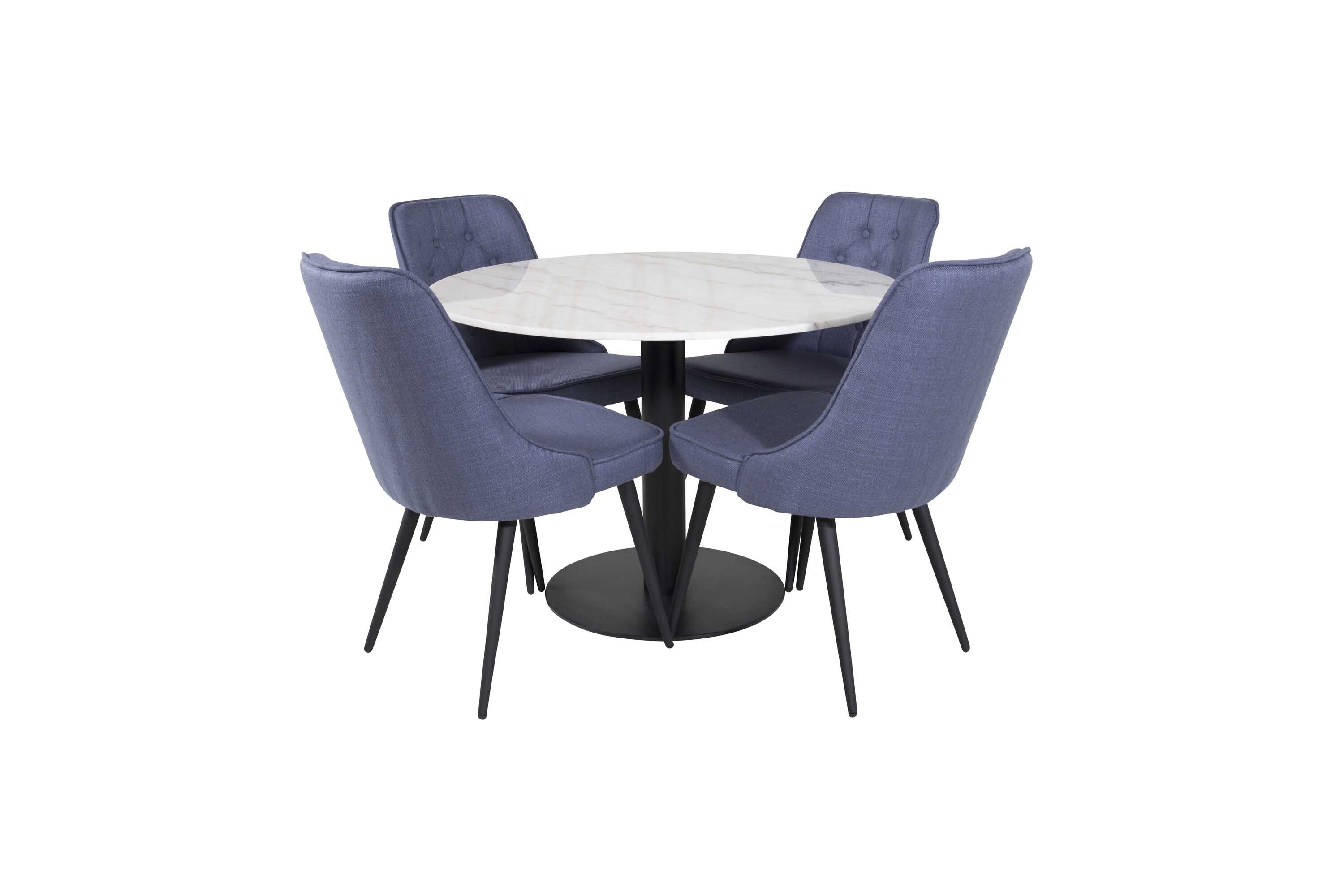 Venture Design Estelle & Velvet matgrupp Vit/blå 4 st stolar & bord 106 cm