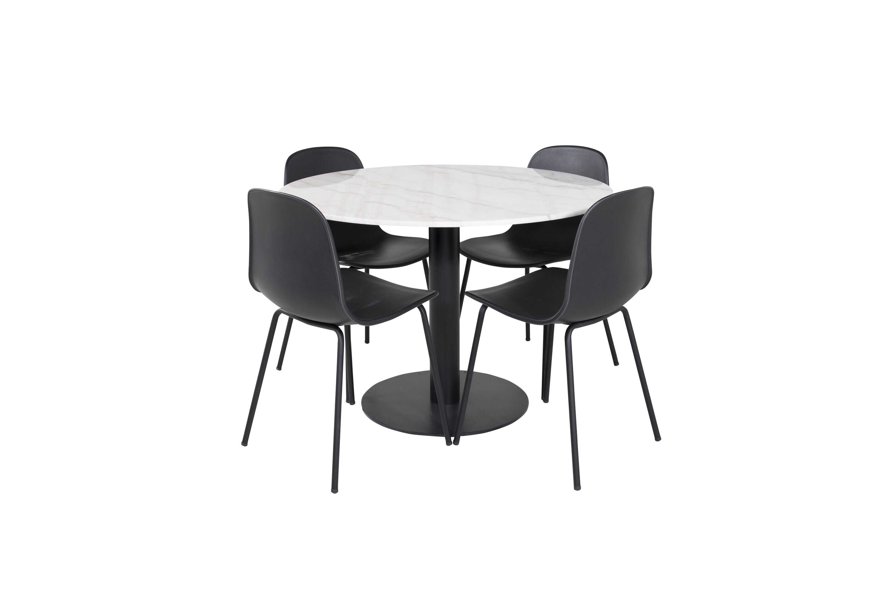 Venture Design Estelle & Arctic matgrupp Vit/svart 4 st stolar & bord 106 cm